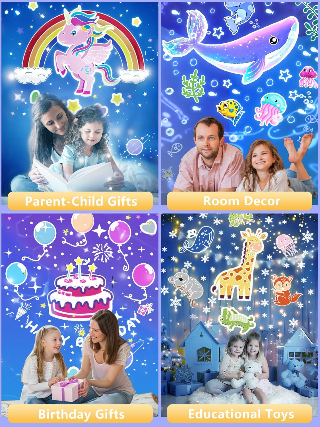 Projector Night Light for Kids + 21 Sets of Films, Kids Night Light Projector for Bedroom, Ceiling, Star Galaxy Projector with 360&deg; Rotation for Baby Girls, Birthday, Christmas, Nursery, Room Decor image number 1