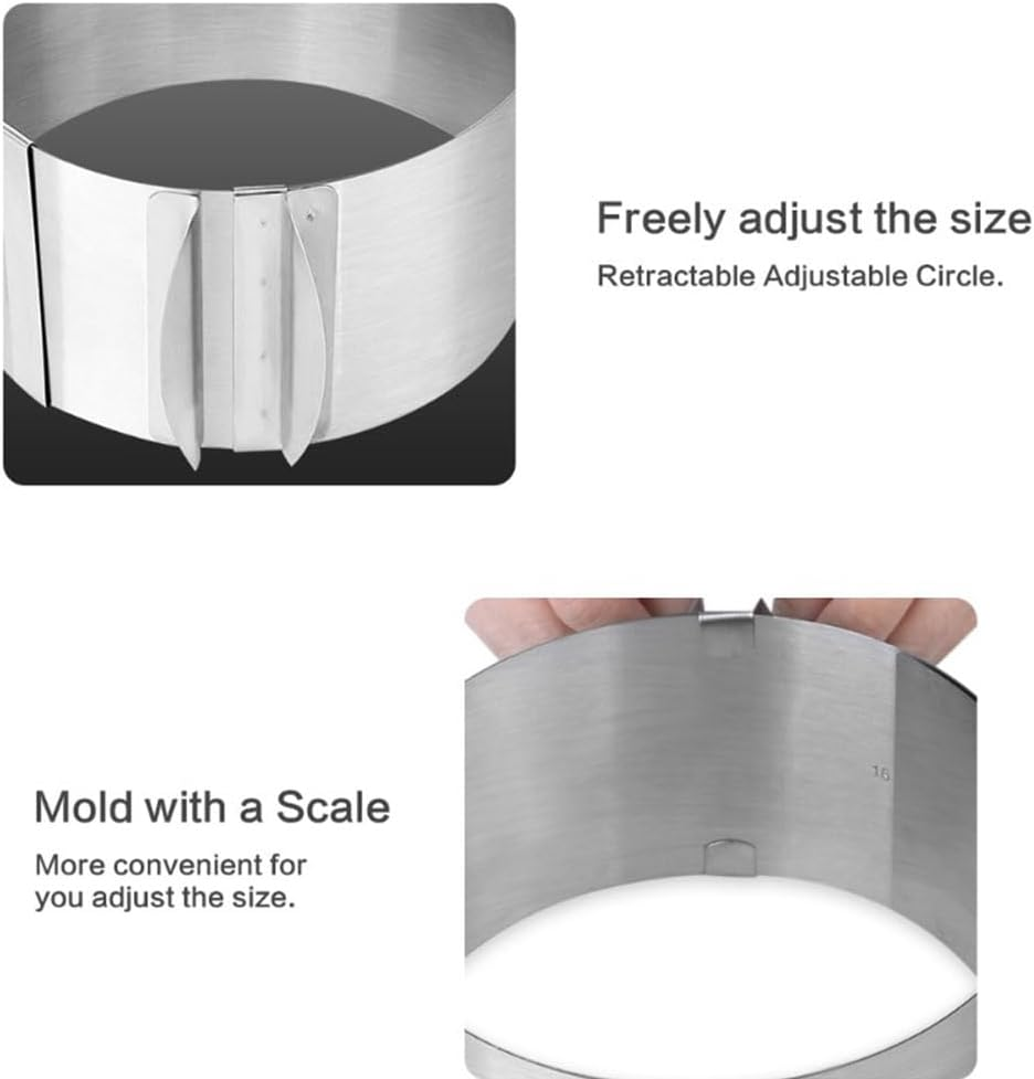16Cm-30Cm Adjustable Stainless Steel Cake Ring Mould, Non-Stick Leak Proof Spring Form for Kitchen Restaurant Home, Ideal for Christmas and Birthday Baking