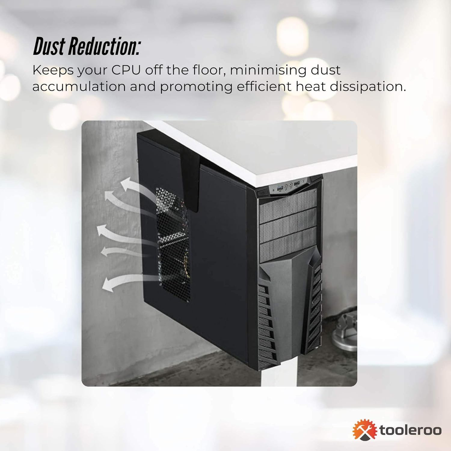 Tooleroo under Desk CPU Holder PC Mount - Adjustable 360 Degree Rotation Rack image number 4