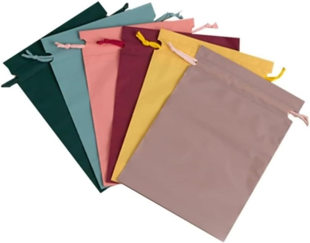 12-Pack Waterproof Drawstring Bags for Travel - Multicolor PE Plastic Storage Pouches with Shrinkable Closure, Foldable Shoe Bags & Clothes Organizer, Luggage Accessories (6 Colors)