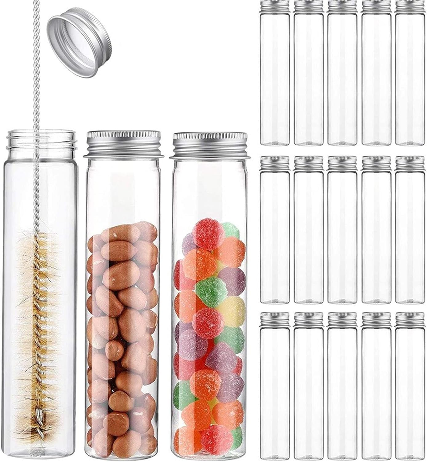 15 Pcs Plastic Test Tubes, 110Ml Clear Storage Tubes with Caps, Plastic Gifts Test Tube for Crafts, Small Tube Containers for Candy, Bead, Plants, Bath Salt Container image number 1