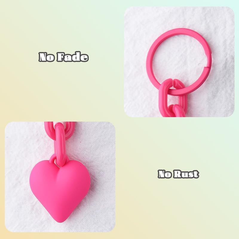 Novelty Heart Chain Keychain for Handbag Bag Accessories Charms for Girls Women Fashion Punk Goth Heart Keychain for Car Keys - Black image number 4