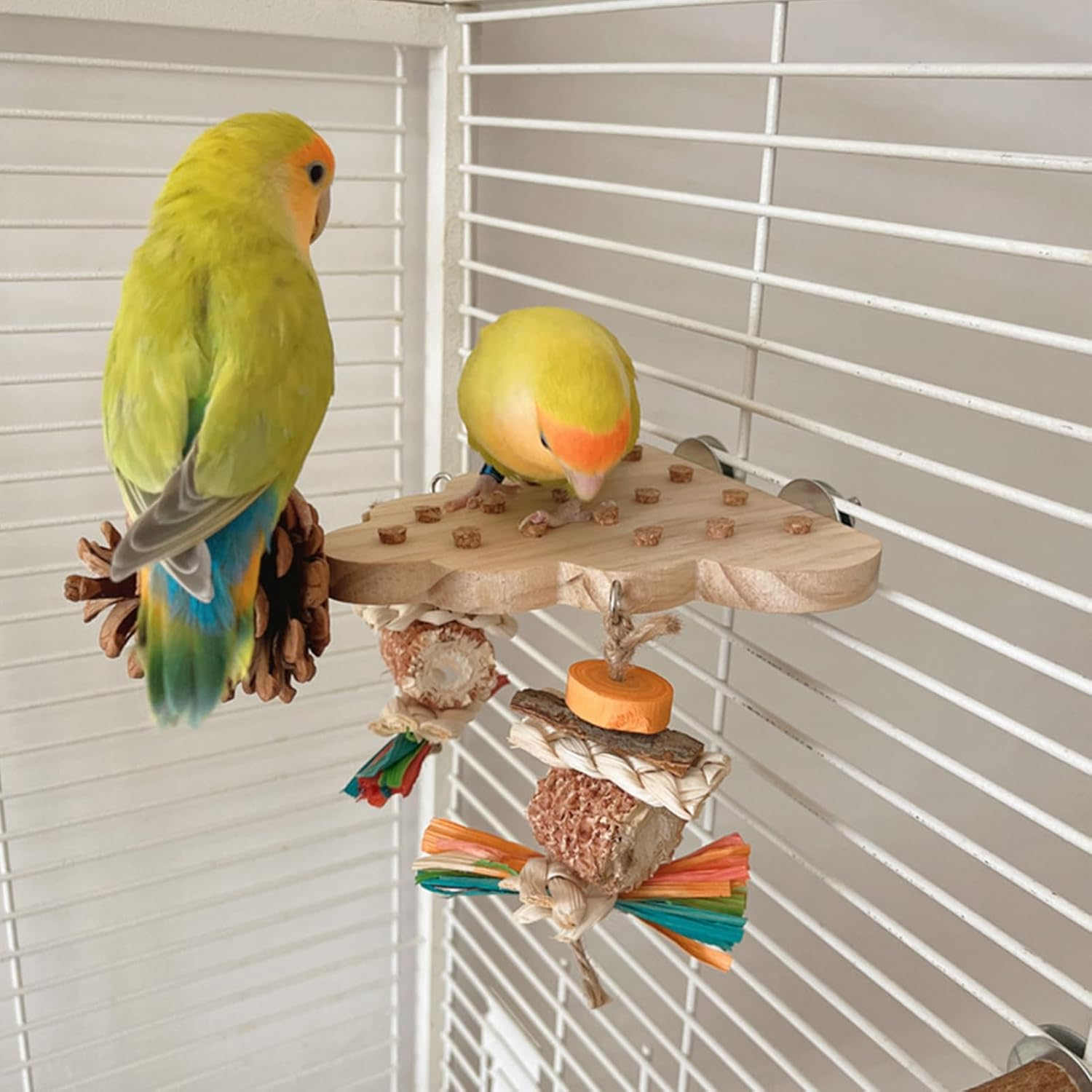 Bird Chew Toys - Shredding Toys Parrots Chewing Hanging|Natural Soft Sola Ball Beak Chew Shred Forage Toy for Parrots|Cockatiel|Conure|Parakeets| and Other Small Birds|Edible Seagrass Woven Clim image number 6