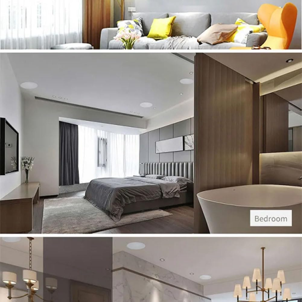 Qauffty Built-In Amplifier Full Range Bluetoothback Cover Home Theater Background Music Ceiling Speaker(A)