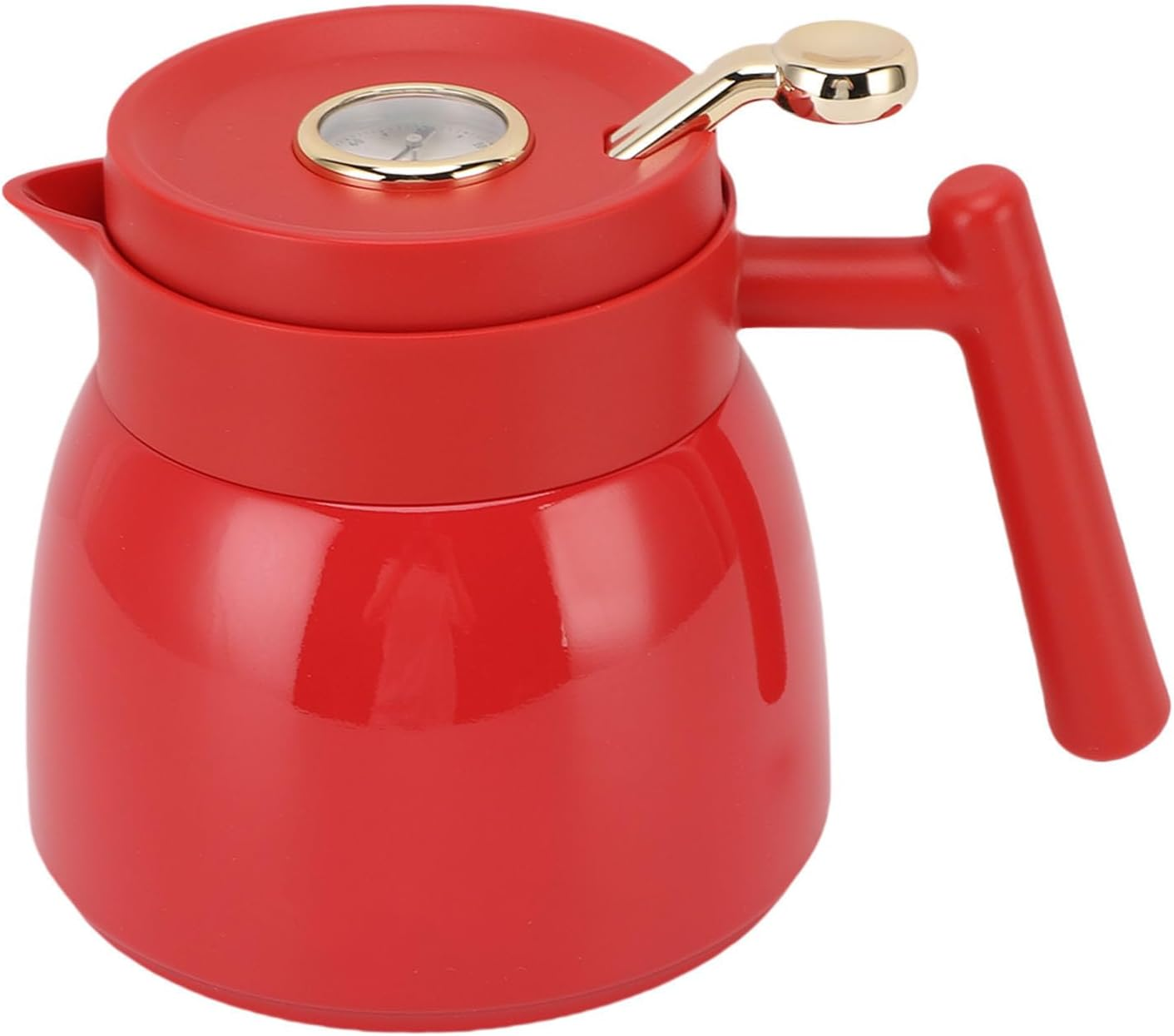 Thermal Coffee Carafe, 880Ml Stainless Steel Vacuum Insulated Thermal Tea Pot with Filter, Coffee Pot Water Beverage Pitcher Dispenser with Mechanical Temperature Display (White)