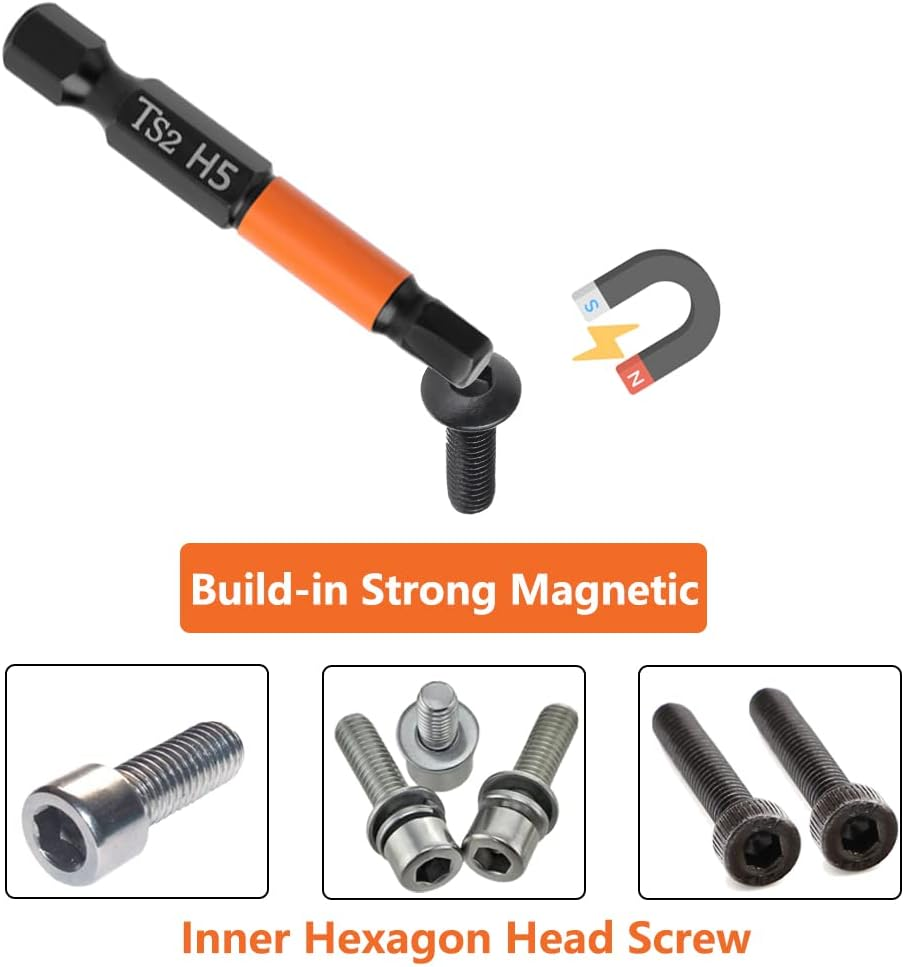 Saipe 7Pcs Magnetic Allen Wrench Drill Bit Set H1.5-H6 Metric Impact Hex Head Screwdriver Bit Set 1/4 Inch Hex Shank Hex Bits Set S2 Steel (2 Inch / 50Mm Length) image number 6