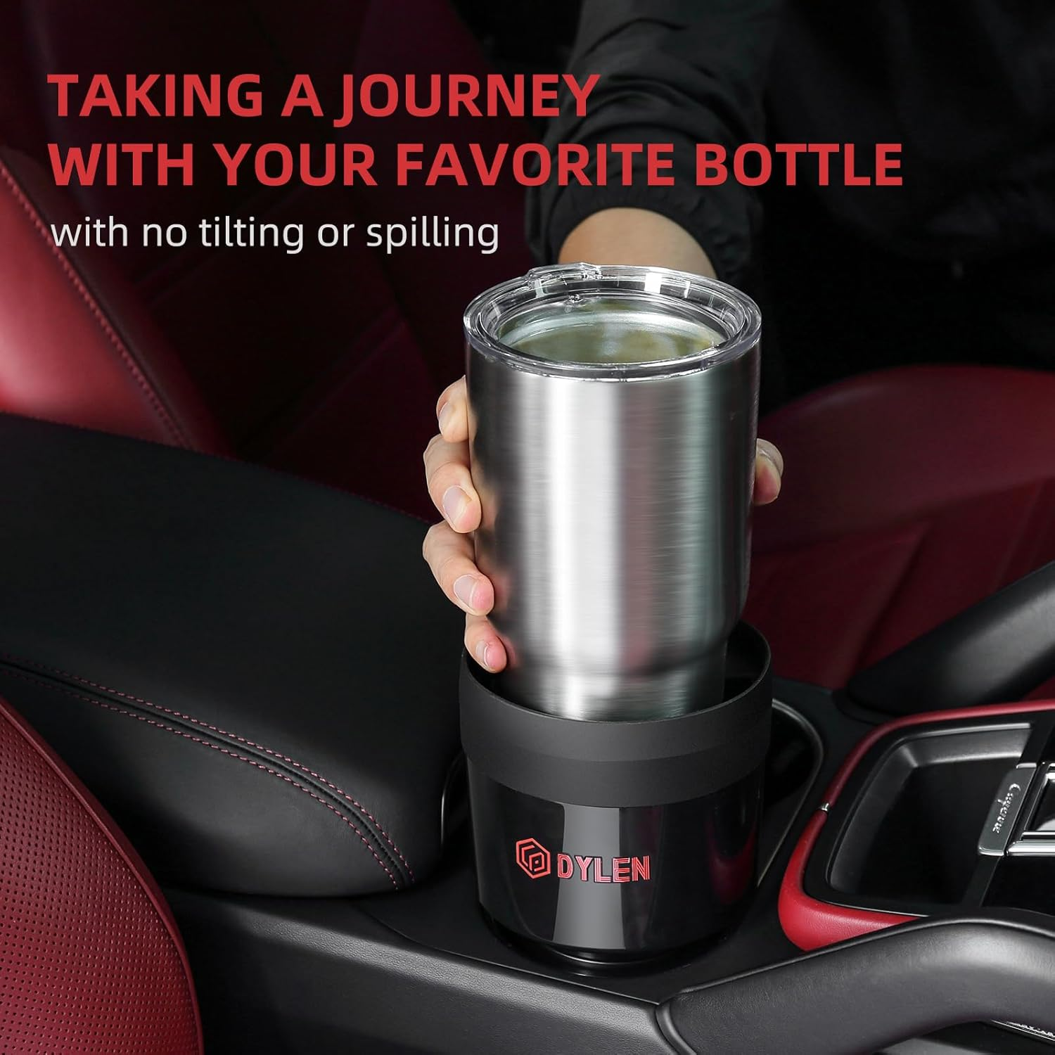 Cup Holder Expander, Car Cup Holder Extender Adapter with Expandable Base, Fits Large Water Bottles 500-1400 ML (7-10.5 CM)