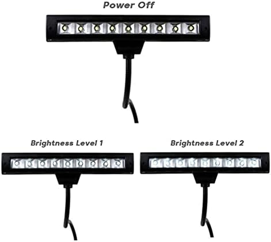 Music Stand Light, 9 Leds Clip on Reading Light - 2 Level Brightness Settings, Powered by Batteries or USB, Perfect for Piano, Reading, Music Performance, Sewing, Bedside Table, Office Desk image number 4