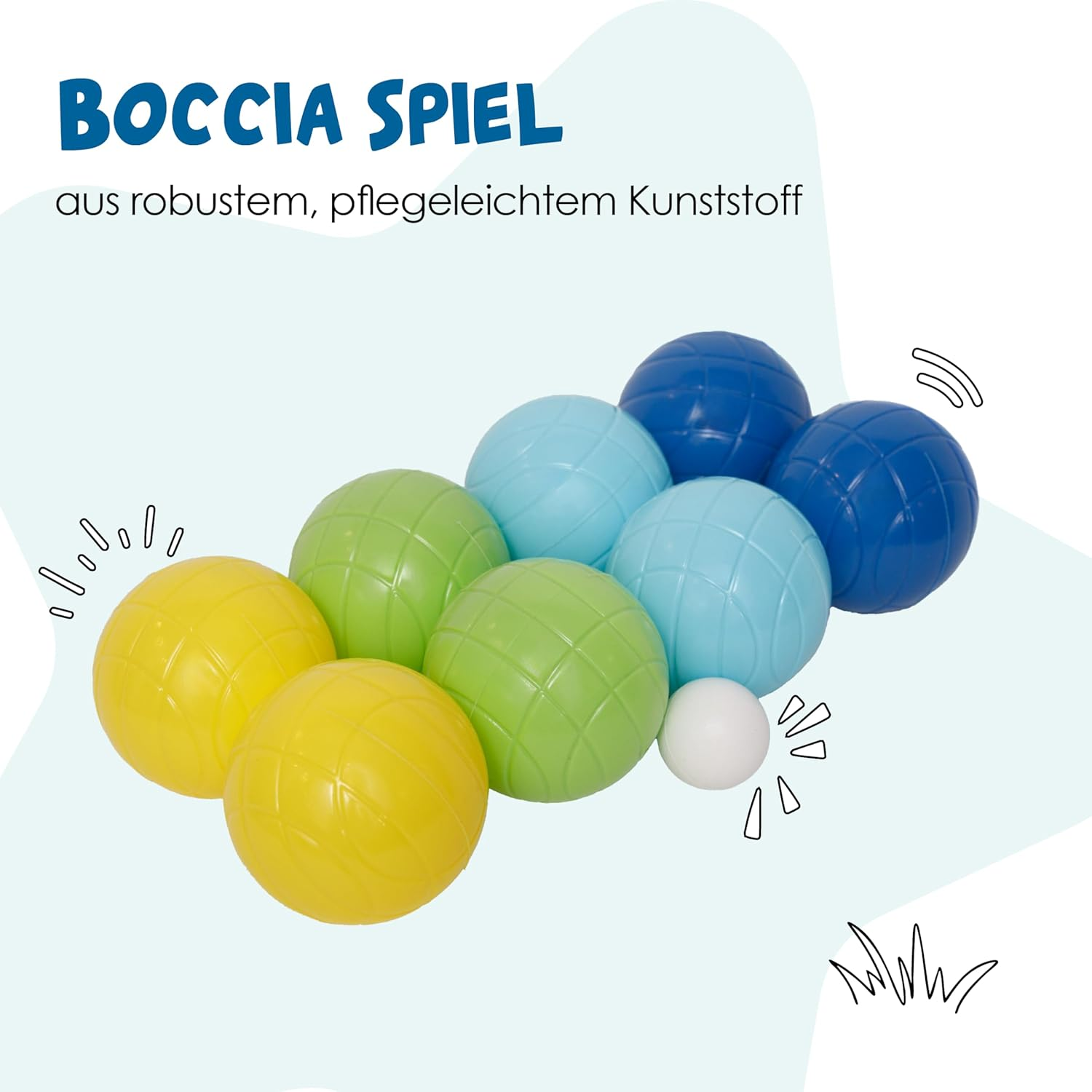 Alldoro 60044 Boccia Children'S Play Set 9 Pieces - Plastic - 8 Balls in 4 Colours + Target Ball and Case - for Outdoor Use image number 4