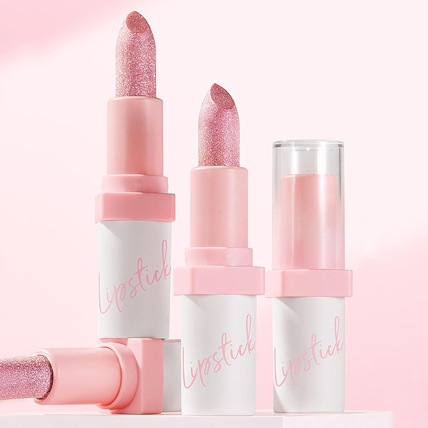 Noerrors Metallic Nude Glitter Lipstick, Intense Shine Lipstick Transfer-Resistant Diamond Creamy Brown Pink Long Lasting Lip Makeup for Women Girls image number 5