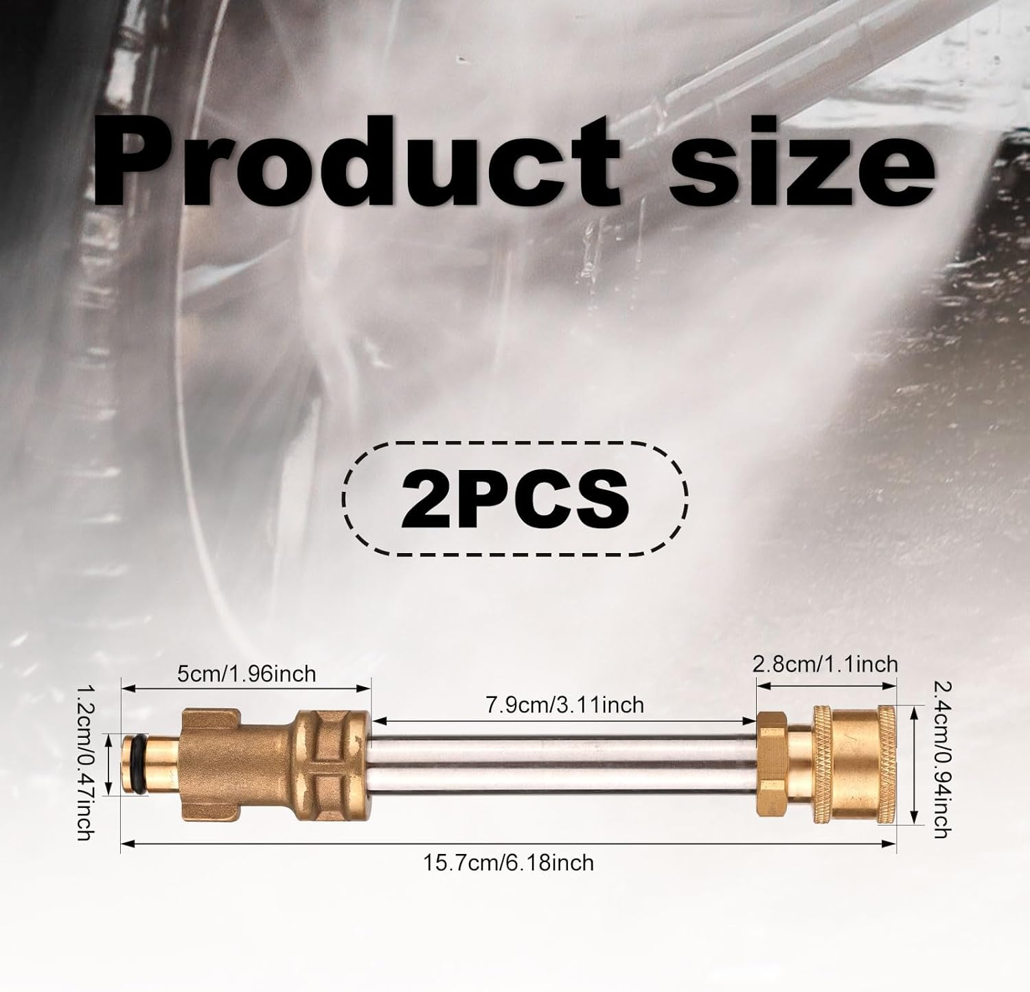 PEUTIER 2Pcs Pressure Washer Gun Adapter, 6 Inch High Pressure Cleaning Gun Nozzle Quick-Connect Pressure Washer Replacement Compatible with Portland 1750, Ryobi, Greenworks, Husky Pressure Washer image number 4