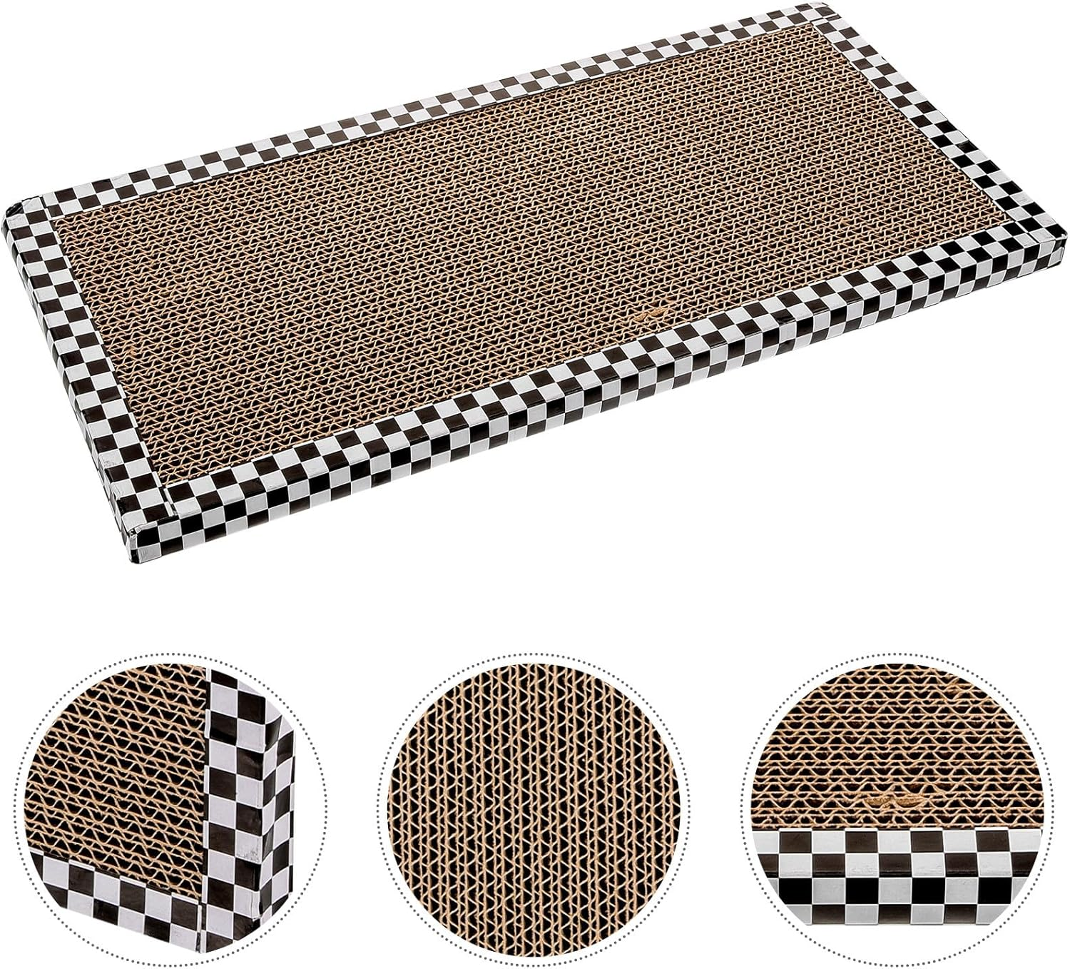 Alasum Reusable Yellow Checkered Cat Scratching Board 43X40Cm Corrugated Cardboard Scratch Pad for Indoor Cats and Kittens Household Floor Claw Sharpener image number 6