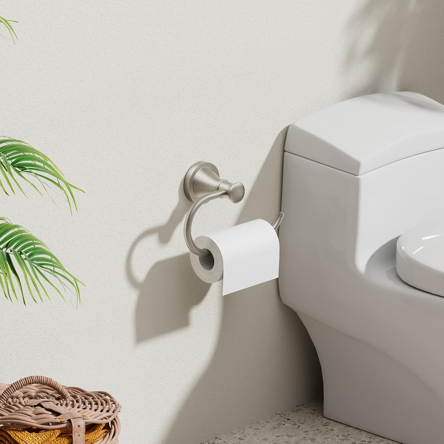 Besy Brushed Nickel Toilet Tissue Paper Holder Brushed Nickel Bathroom Accessories Toilet Roll Paper Hanger, Wall Mounted, Rustproof image number 3