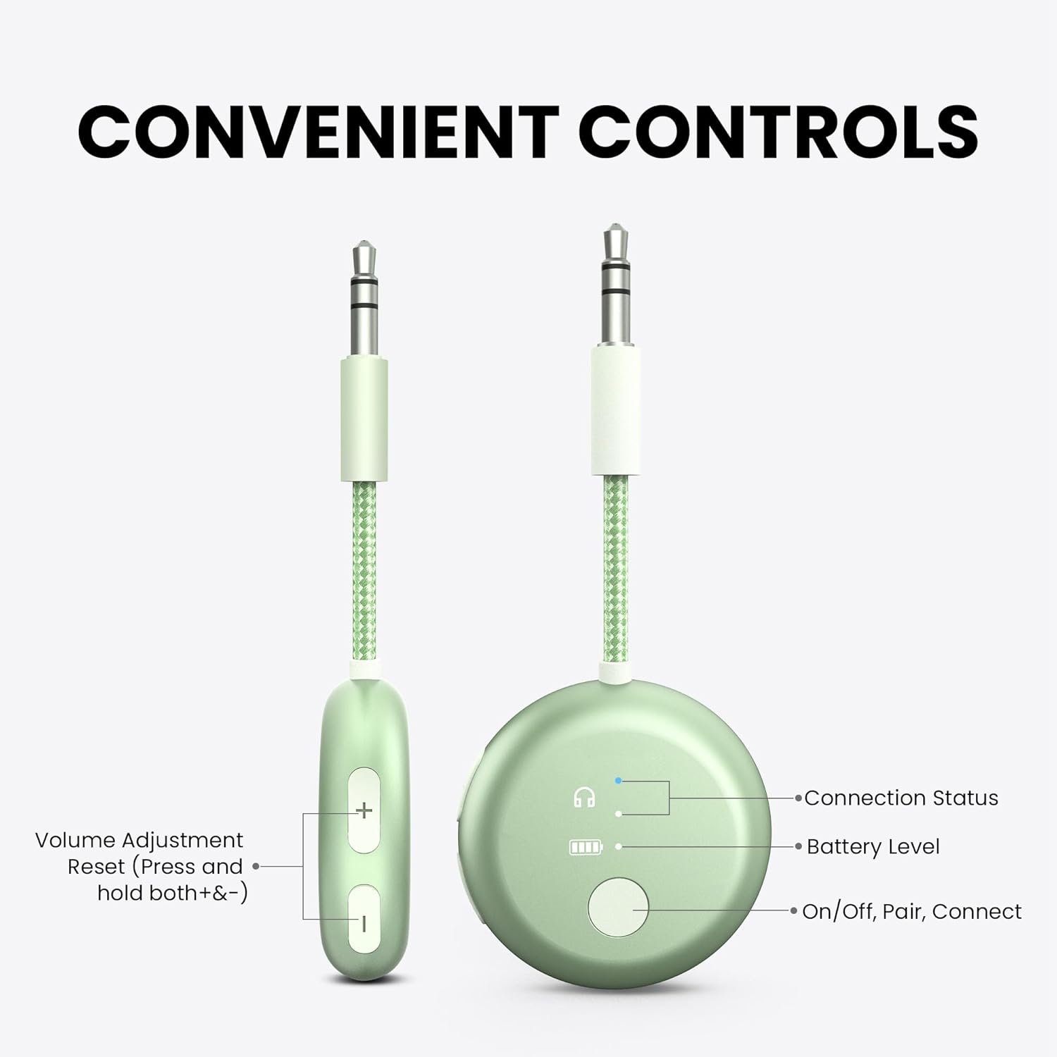 Avantree Soundjet R1 &ndash; Airplane Bluetooth Adapter for Headphones & Airpods Travel Flight, Aptx Adaptive, 20H Battery, Wireless Audio Transmitter with Qualcomm Chipset - Green image number 3