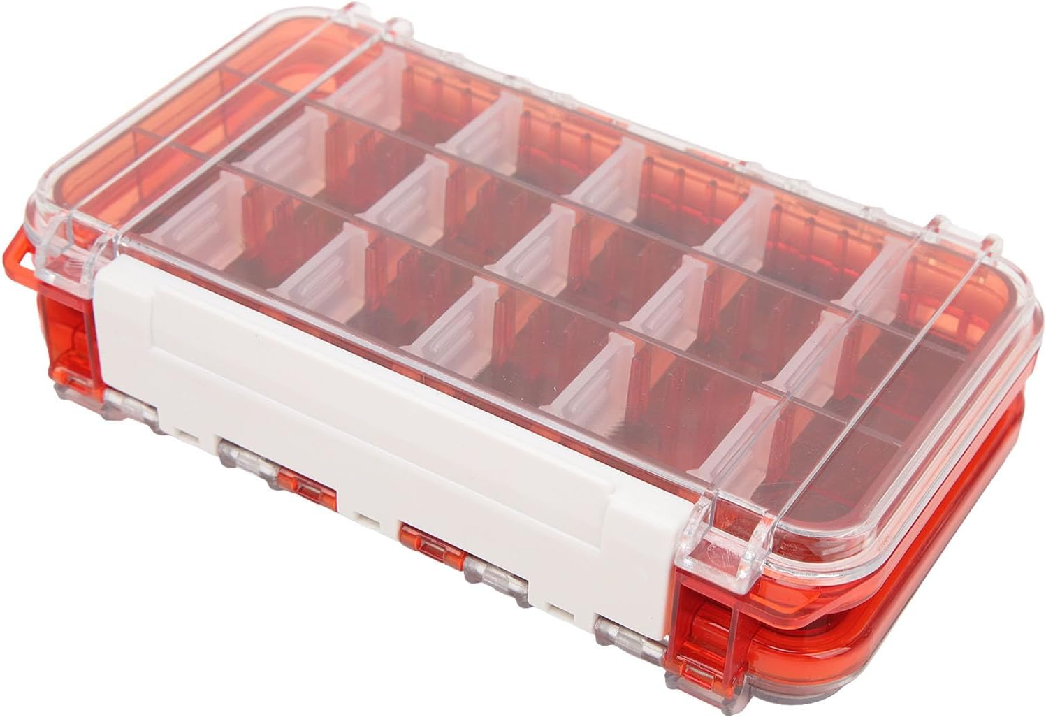 Fish Tackle Storage Box, Multi Compartment Portable PP Fishing Tackle Trays for River Fishing (Red) image number 1