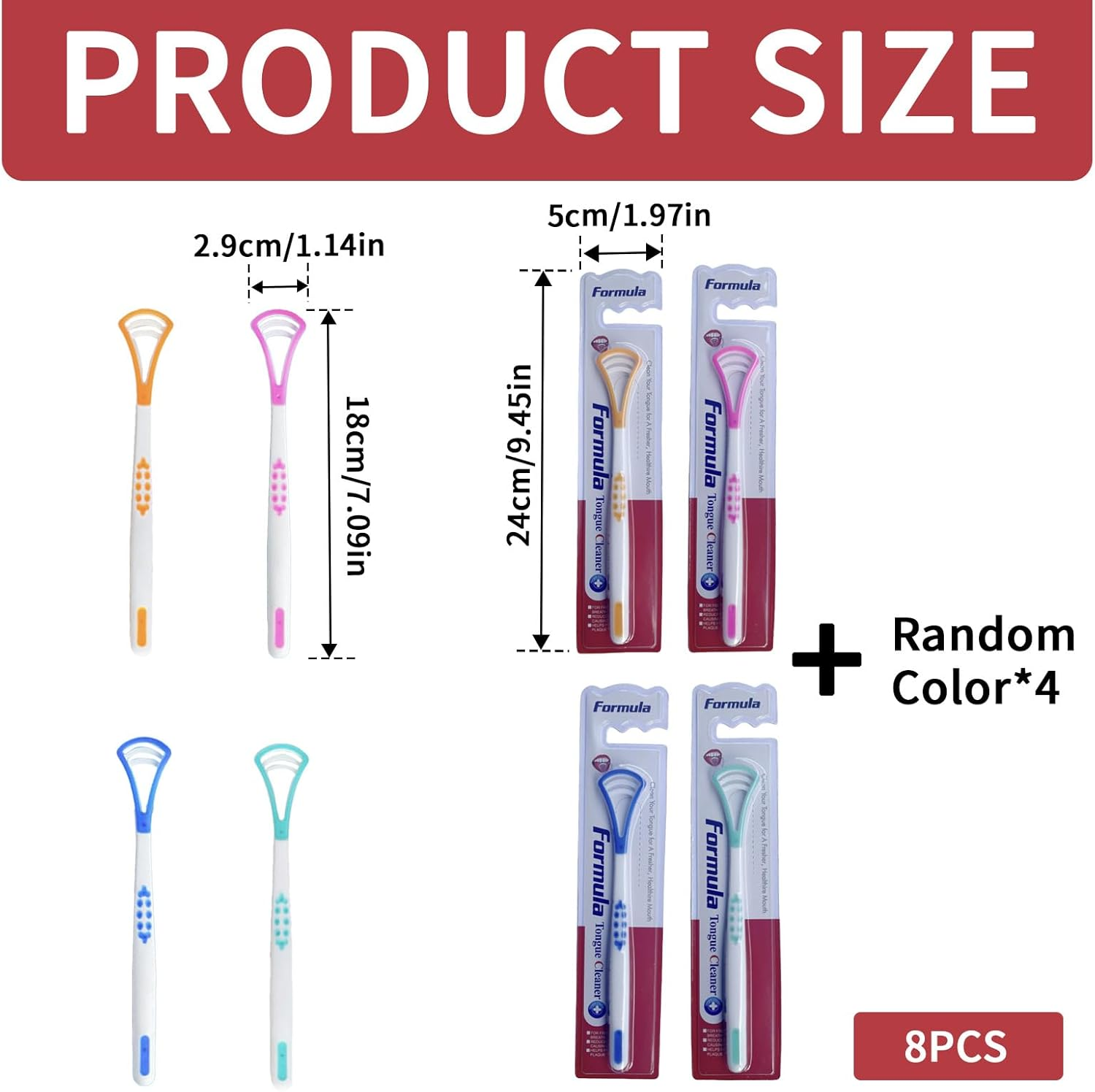 8 Pcs Silicone Tongue Scraper, Tongue Cleaner with Anti-Slip Handle, for Cleaning the Mouth and Keeping Breath Fresh image number 5