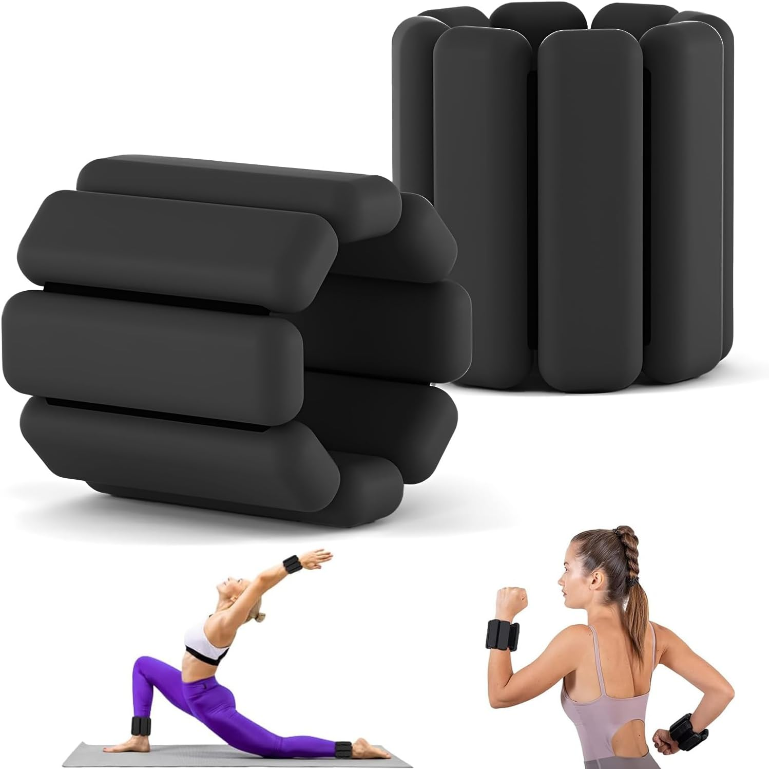 H HOME-MART 2 Pack 2Lbs Wrist Ankle Weights (1Lb Each) Adjustable Wearable Weighted Bracelet for Men Women Increase Training Intensity Weights for Exercise,Jogging,Yoga,Gym,Strength Training image number 4