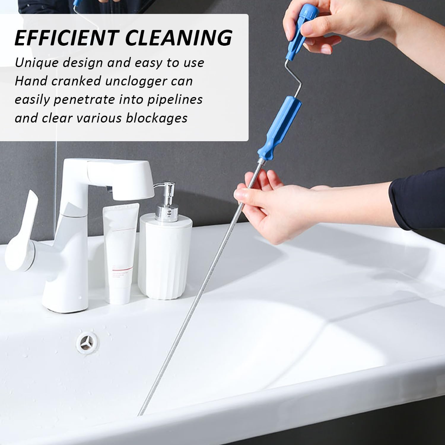 AIRTILY 1-Piece Spring Excavator, 2-Piece Excavator Hooks, Pipe Cleaning Tools, Household Items, Suitable for Sinks, Bathtubs, Drains image number 1