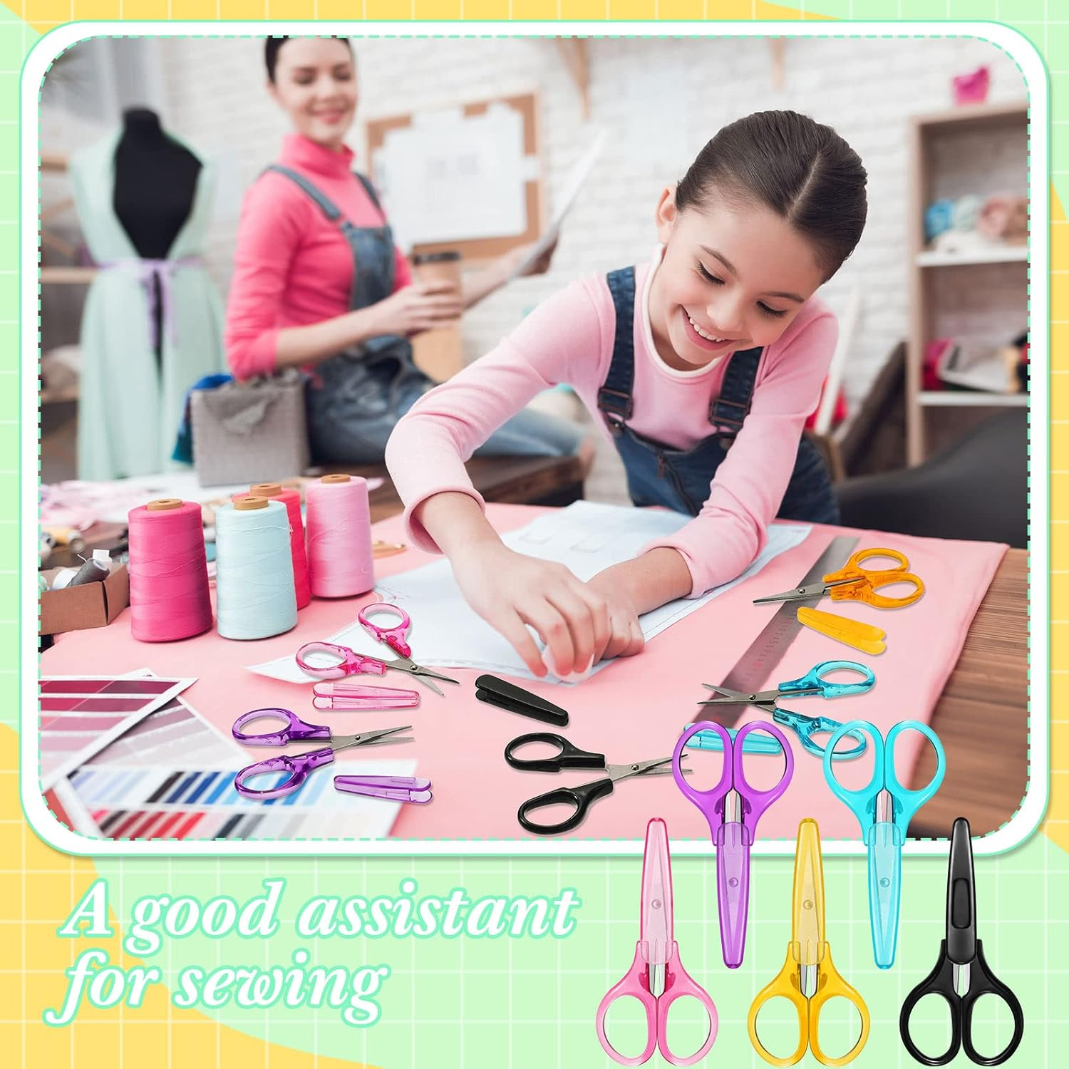 72 Pcs Embroidery Scissors Set Small Craft Scissors for School Kids Lightweight Detail Stainless Steel Scissor with Protective Cover Straight Tip for DIY Sewing Student Office Teacher Art Supplies image number 5