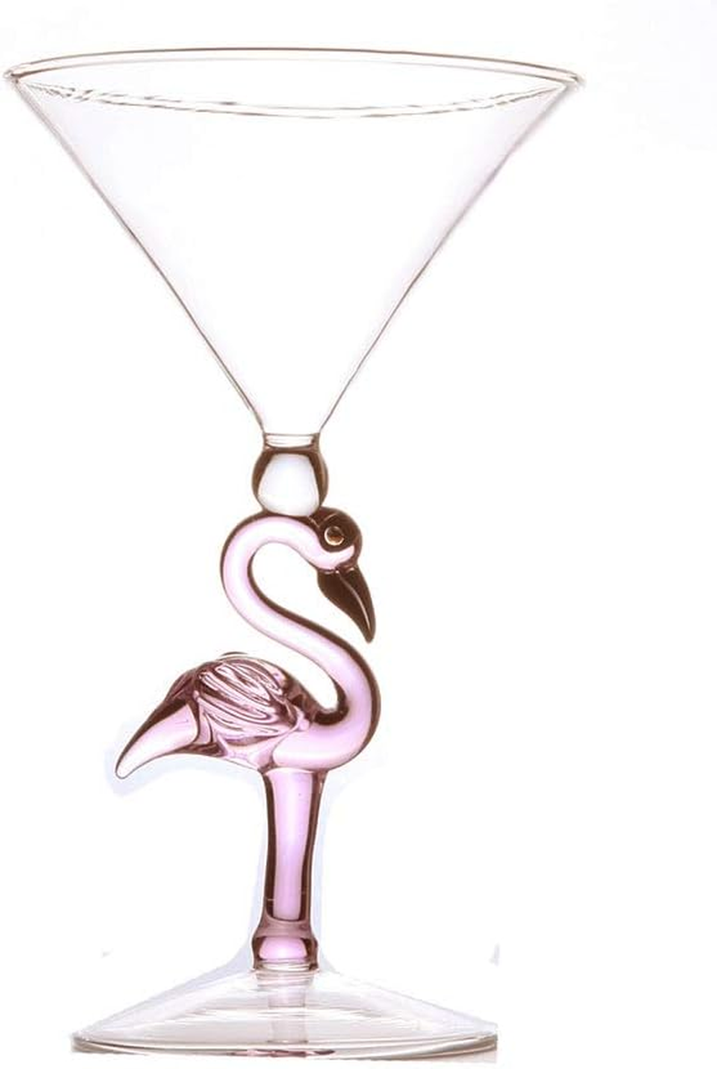 Creative Pink Flamingo Cocktail Martini Goblet Glass Cool Tableware Unique Bar Wine Set (2, 200ML Cocktail Glasses)
