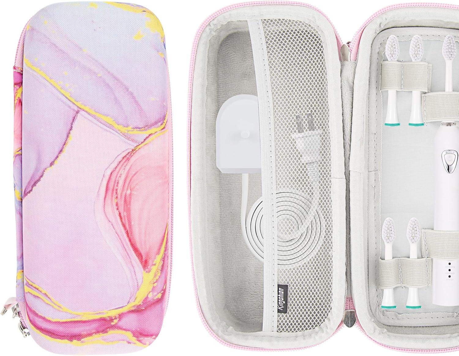 Toothbrush Travel Hard Case Compatible with Oral-B Pro 1000, 2000, 3000, 3500, 1500, Philips Sonicare Protectiveclean 4100 5100 Electric Toothbrush with Mesh Pocket for Accessories, Pink image number 1