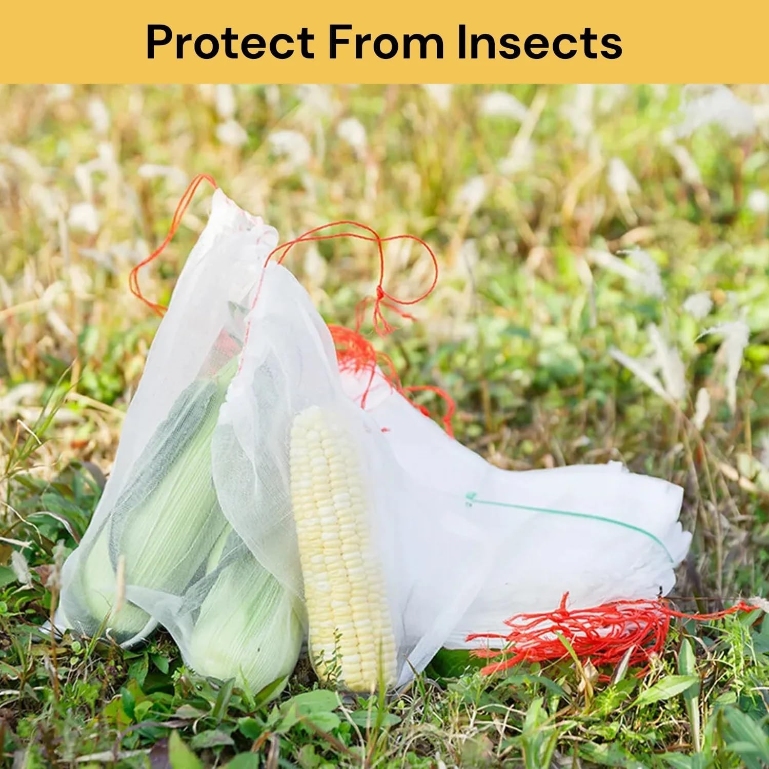 Ezonedeal 50 PCS Fruit Protection Bags, 6X10 Inch Fruit Netting for Fruit Trees, Garden Plant Protector Mesh Cover Bag for Grape, Tomato, Banana, Peach, Apple, Flower image number 2