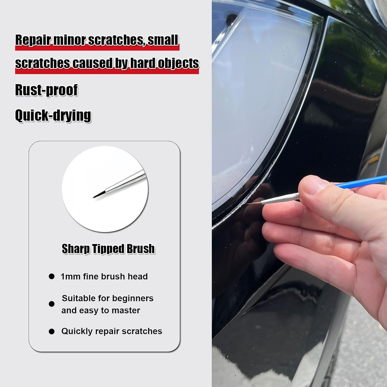 COSLAKE Car Touch up Paint(Pearl White Multi-Coat(Ppsw)) for Tesla Model Y/3/S/X, Car Paint Scratch Repair Kit with Pen Tip & Brush & 1Mm Fine Brush, Car Scratch Remover Pen with Color-Matched For image number 1