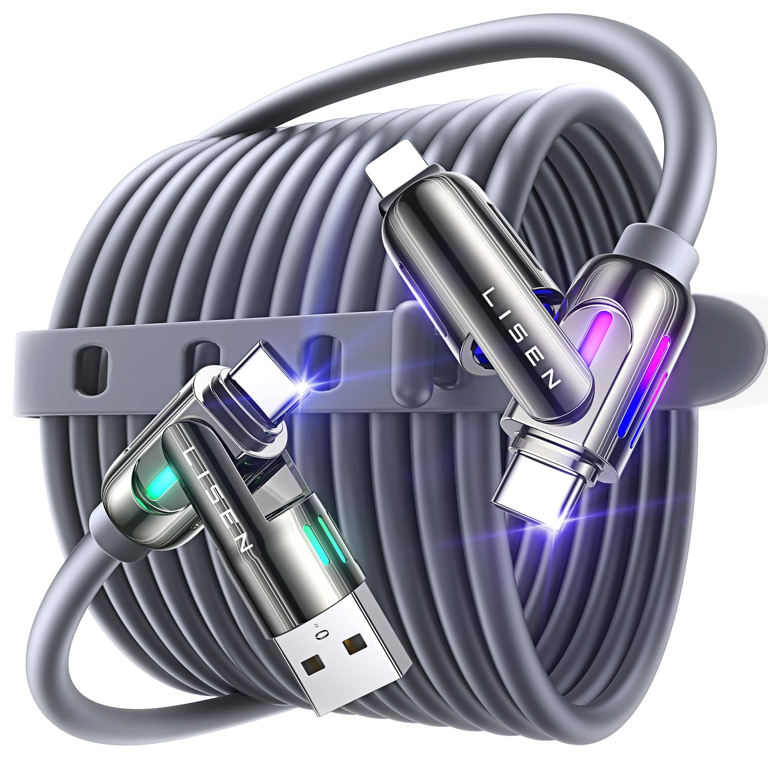 LISEN USB C to USB C Cable [2M 240W] 4 in 1 USB C to Lightning Fast Charging Cable Chubby Type C/A to C/Lightning Cable for Iphone 16E 16 15 14 Pro/Macbook/Ipad/ S25/ Multi Chargers for All Devices image number 4