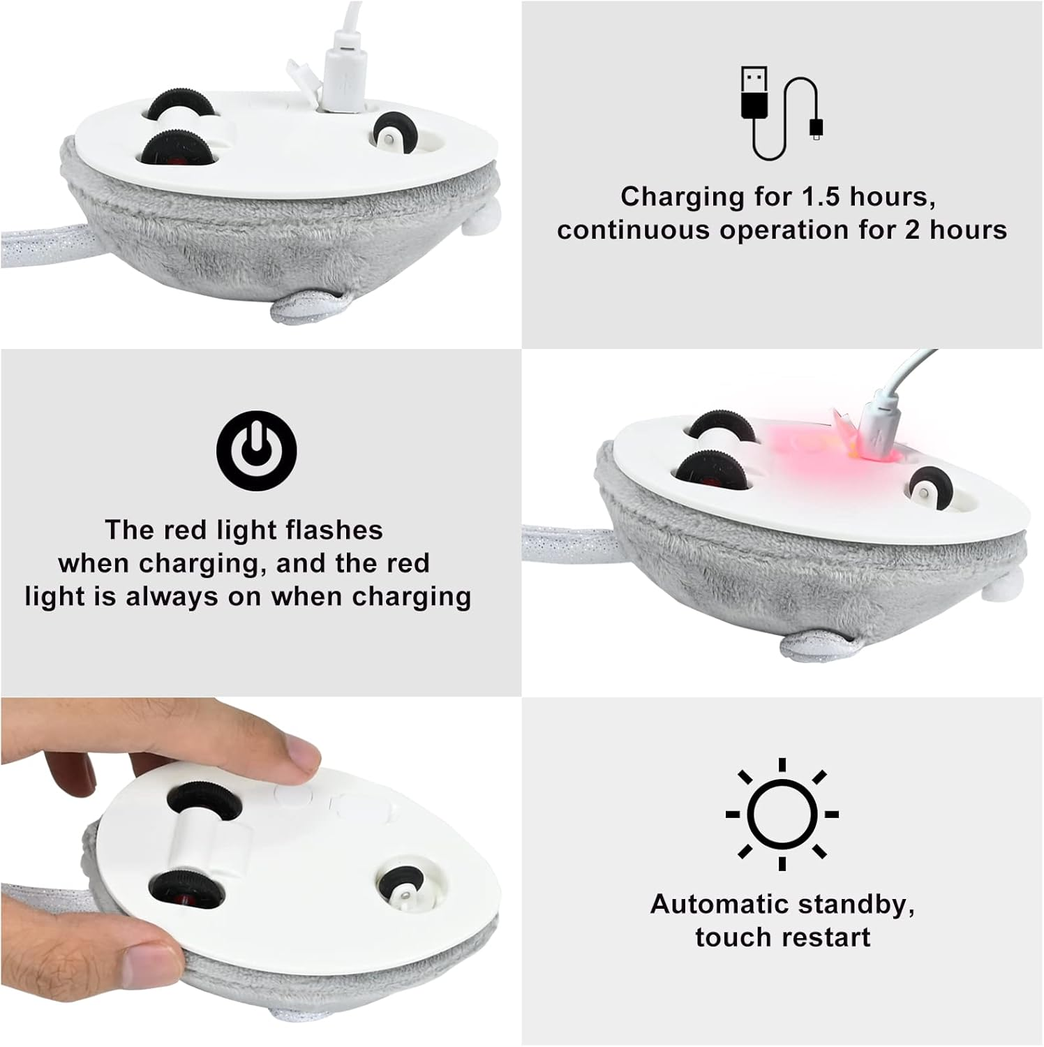 FORMIZON Cat Toy Electric Toy Mouse, Cat Toy Mice, Electronic Mouse, Plush Toy Mouse for Cat, with USB Cable, Interactive Toy Mouse for Cat Run and against Boredom image number 2