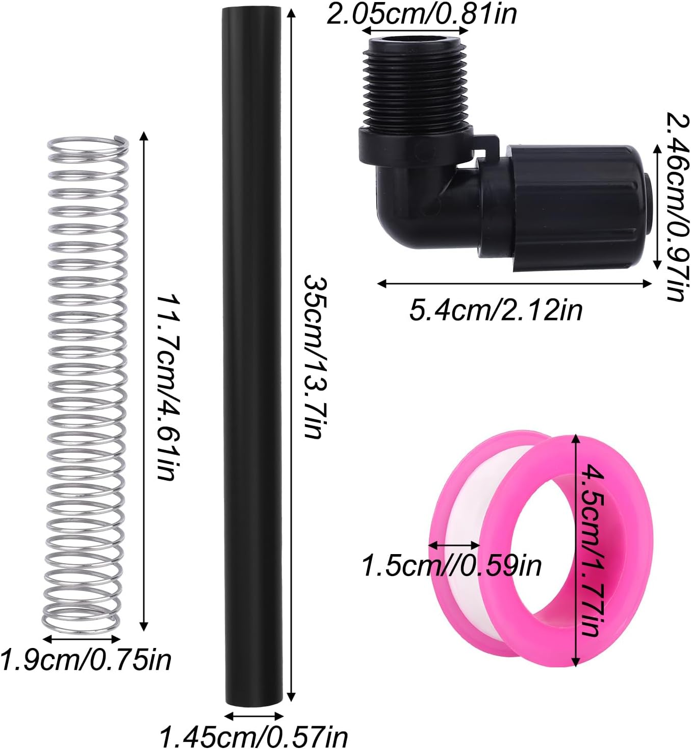 5Pcs Pool Chlorinator Parts Compatible with Pentair Rainbow, Includes R172272 1/2" NPT 90-Degree Tube Fitting, R172091 5/8" OD Feeder Tube & R171097 Support Spring for Pentair 320/322 image number 5