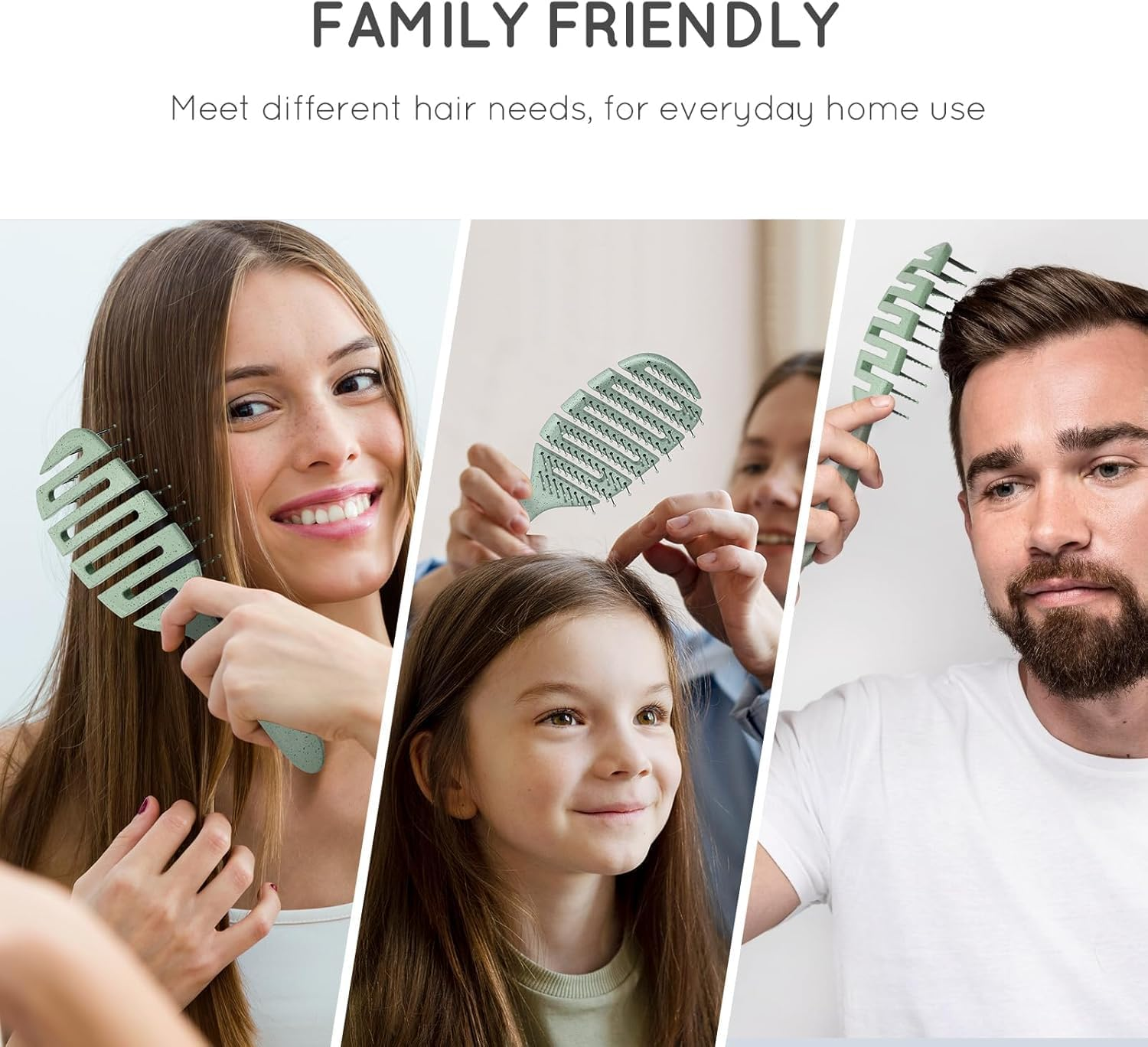 Detangler Hairbrush, Vented Detangling Brush for Straight, Wavy,Curly and Fine Hair, Dry and Wet, Quick Smoothing for Women and Men, Eco-Friendly & Sustainable Material (Green) image number 5