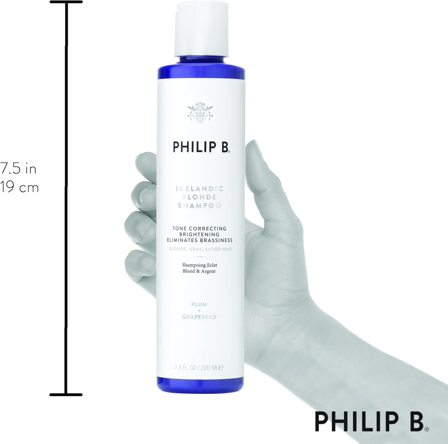 Philip B Icelandic Blonde Shampoo (Tone Correcting Brightening Eliminates Brassiness - Blonde, Gray, Silver Hair) 220Ml image number 3