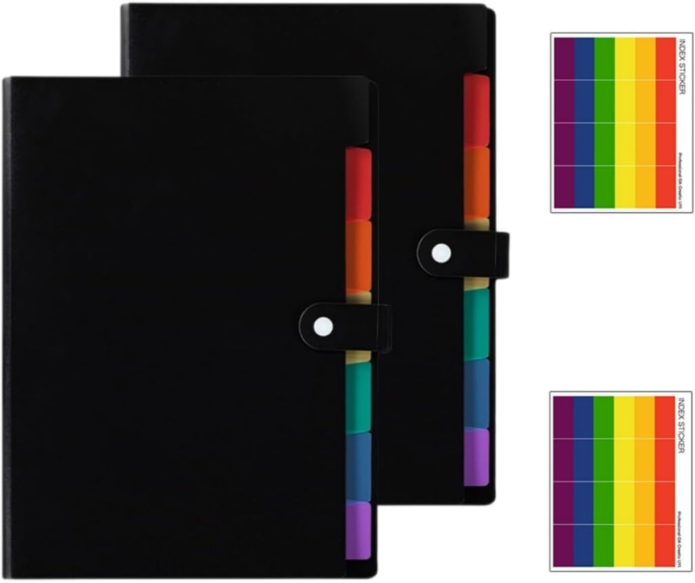 2 Pcs Colorful 7 Pockets Expanding File Folder with Tabs for A4 Paper Size, Plastic Accordion Filing Folder Organizer with Sticker Tabs, Ideal for in School, Home, and Office image number 5