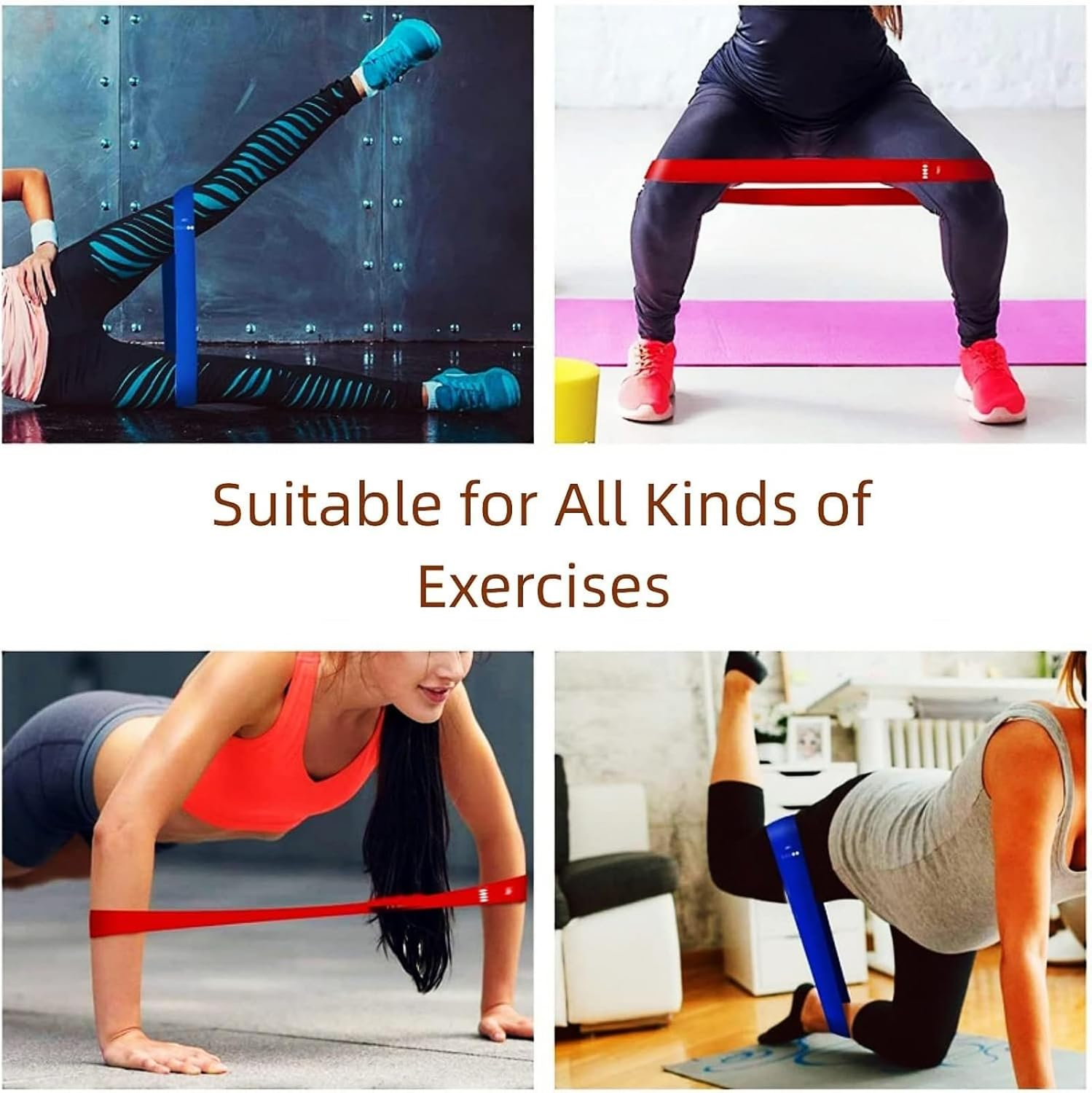 5 Pack Exercise Bands, Resistance Bands for Working Out Women with Varying Levels of Resistance, Stretch Bands Perfect for Fitness Chest Expanding Arm Leg Yoga Pilates Physio Therapy image number 4