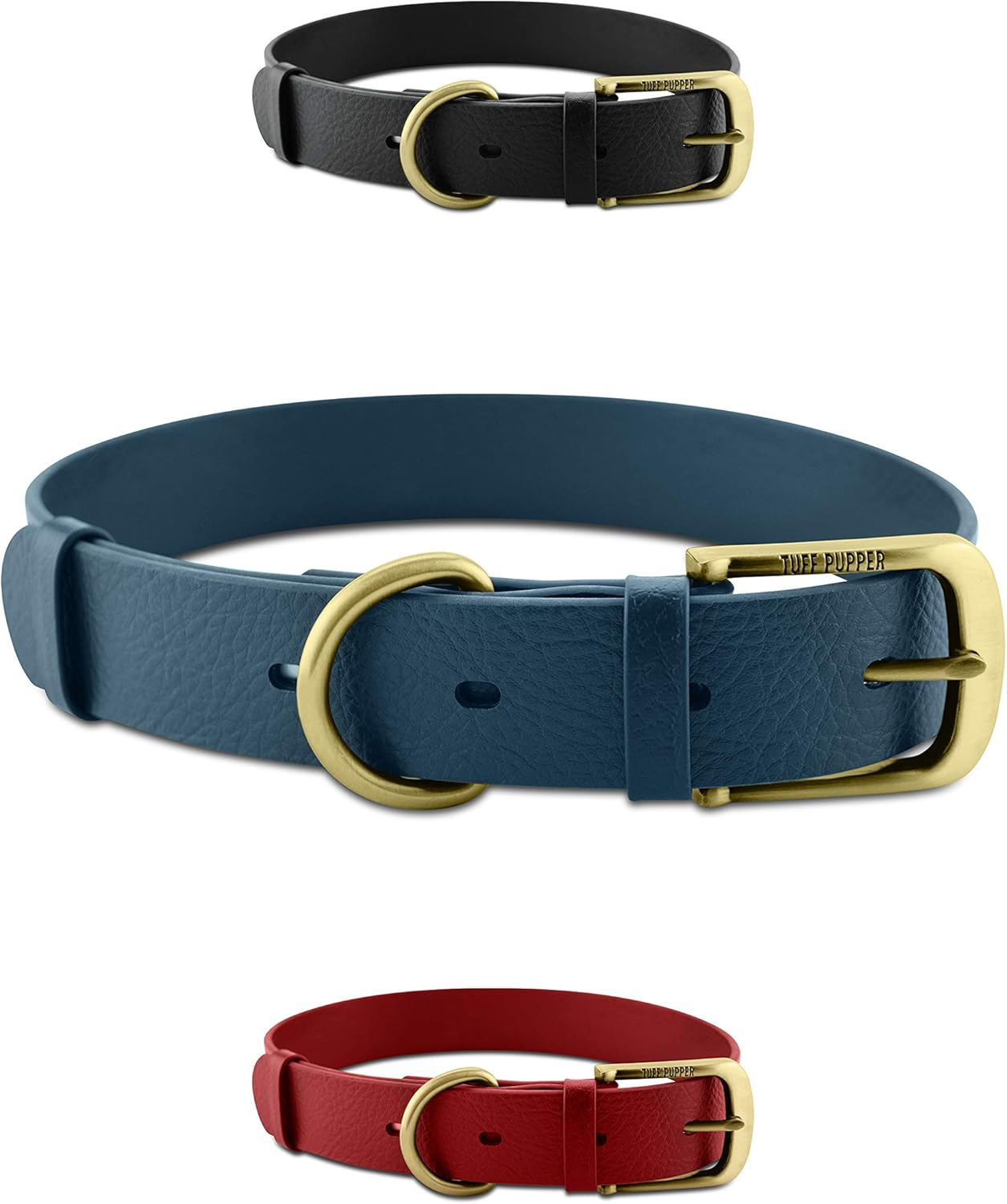 Tuff Pupper Lifetime Heavy Duty Classic Dog Collar | 10X Stronger than Leather | 100% No Absorption Waterproof | No Stink Odor Free | Rust-Proof Brass Hardware | Convenient Sizing for All Breeds