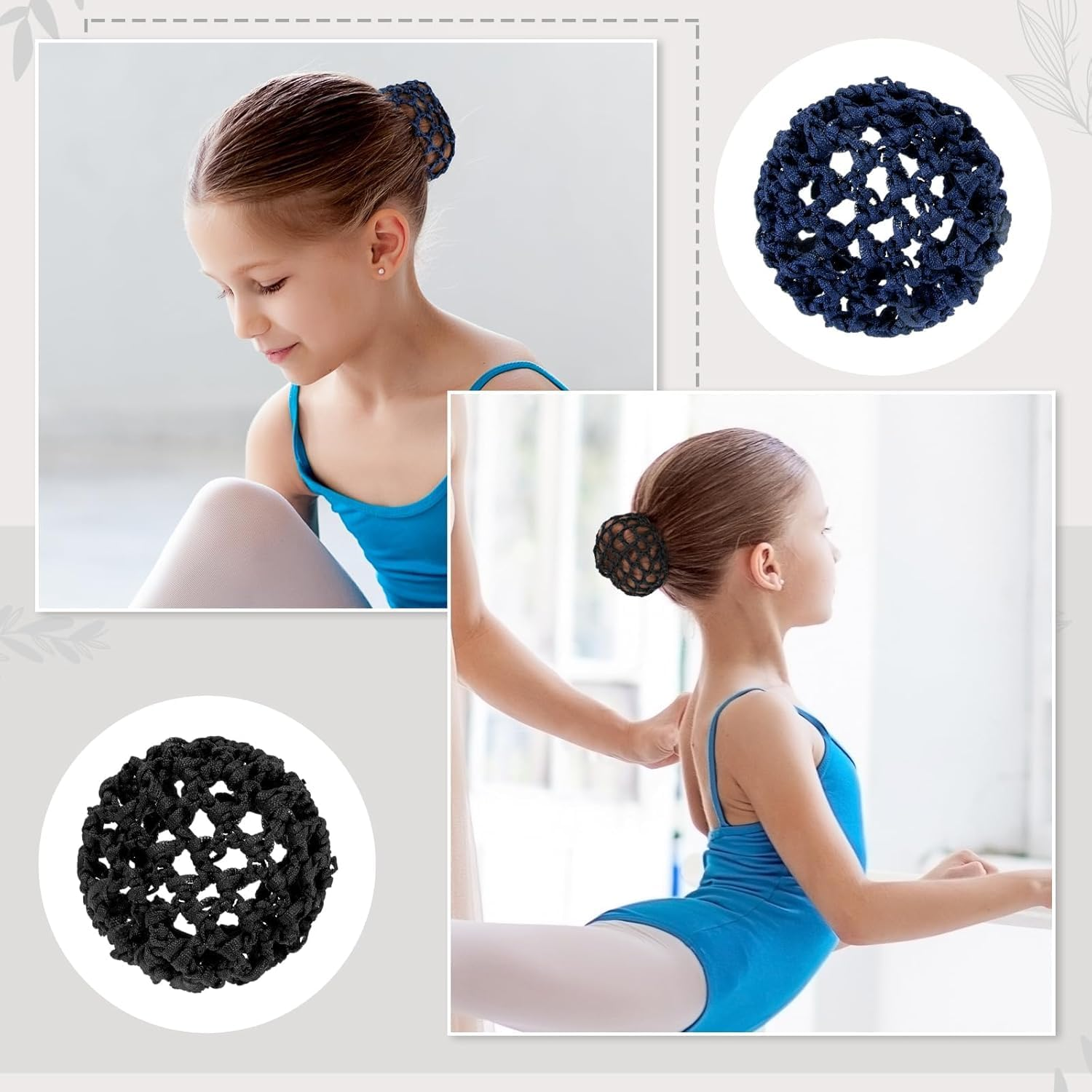 Ballet Hair Bun Cover Hair Nets for Buns, 8Pcs Dance Hair Bun Ballet Net Stretchy Elastic Bun Hair Net,Hair Bun Holder Ballet Hair Nets Cover Dance Hair Bun Nets Ballet Hair Bun Cover Elastic Bun Nets image number 2