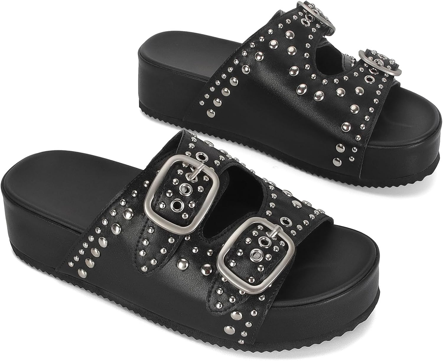 MICIFA Raffia Platform Sandals for Women Crochet Wedges Cute Comfortable Woven Flats Sandals with Buckle Open Toe Casual Straw Sandals Shoes image number 3