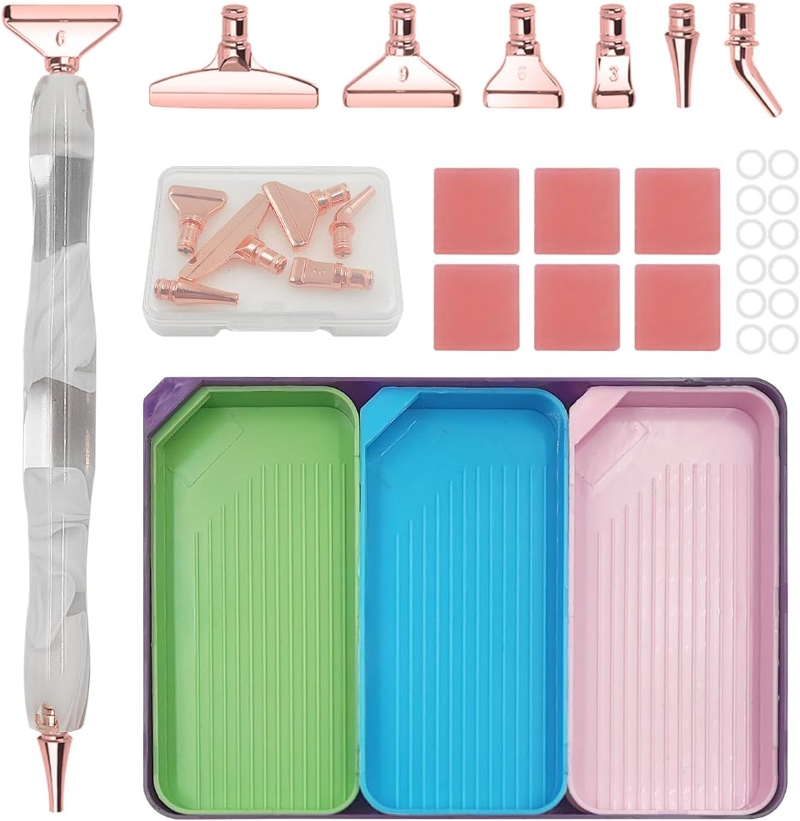 Finegood Diamond Art Painting Kits for Adults with Large Diamond Trays, 5D Diamond Art Accessories Comfort Grip Faster Drilling Diamond Art Tools Set image number 5