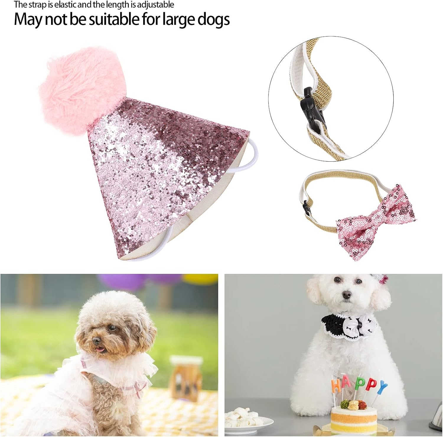 Dog Birthday Scarf and Dog Girl Boy,Dog Birthday Scarf Hat - Adjustable, Soft, Comfortable, Durable Birthday Supplies for Dogs