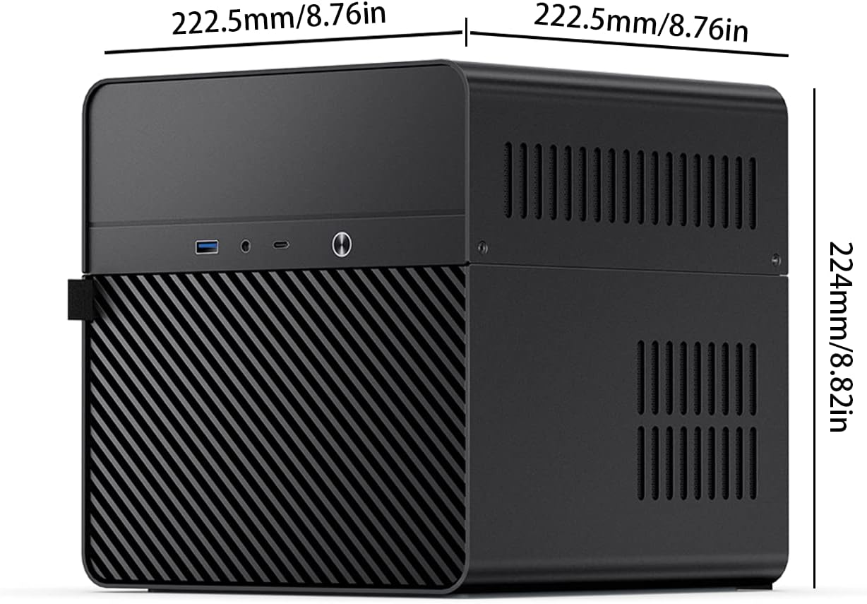 JONSBO N2 Black NAS ITX Case 5+1 Disk Bays Mini Aluminum Case, Built-In 12Cm Fan, SFX Power Bite (L150Mm Max.), Support 65Mm CPU Cooler, Integrated Upper Cover Removable,Black