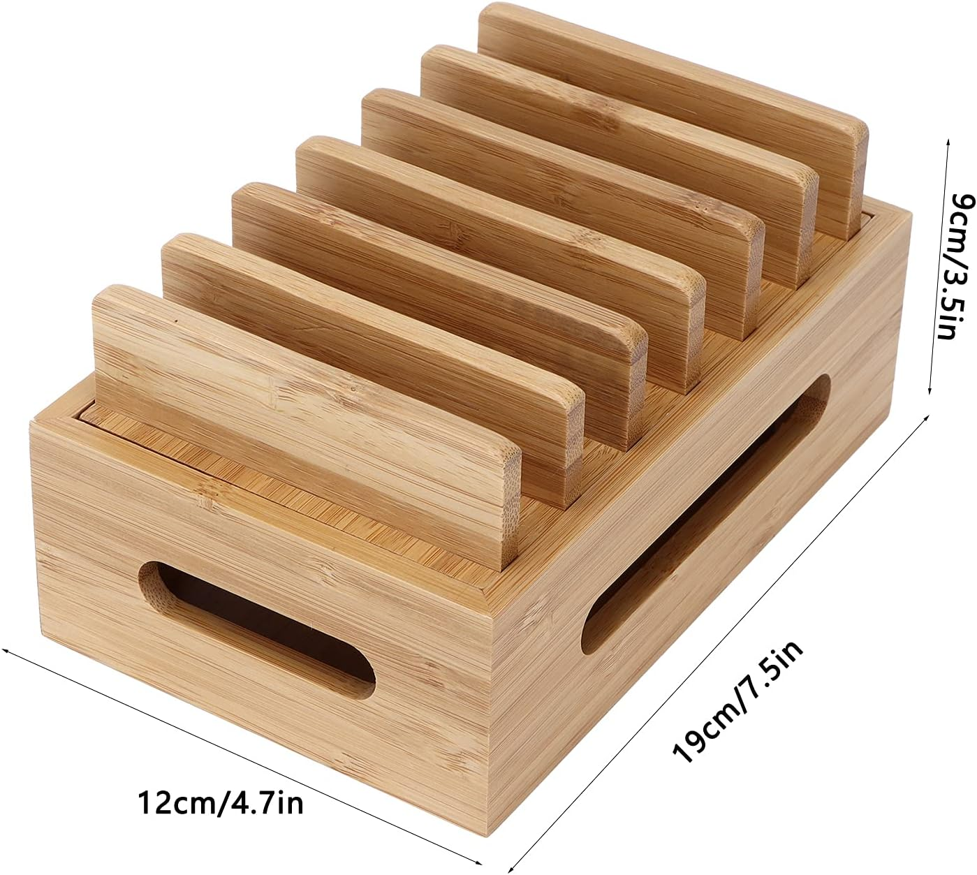 Wood Cell Phone Dock, Multi Device Desktop Dock Station, Portable Tablet Computer Organizer Storage Box, Wood Device Charging Dock for Cell Phone, Tablet Home Office image number 3
