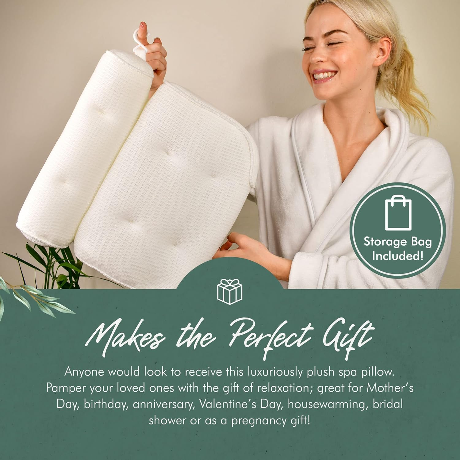 Ultra-Soft Bathtub Pillow with 6 Non-Slip Suction Cups, Bath Pillows for Tub, Extra Thick, Convenient, Quick-Dry 2-Panel Tub Pillow Bath Cushion for Head, Neck, Back, and Shoulder Support - Haven Houz image number 5