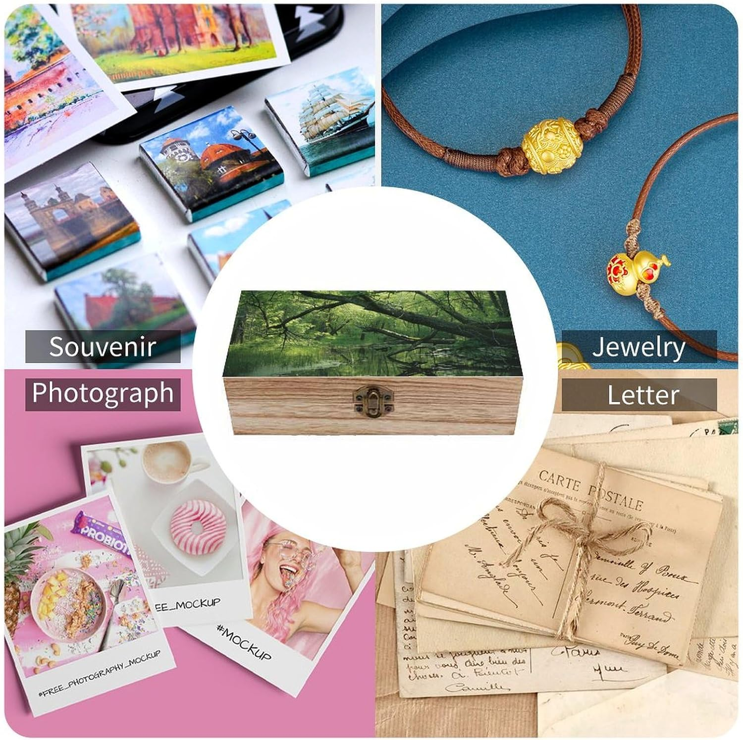 An Ancient Swamp Wooden Box Wood Wedding Keepsake Boxes with Lids Small Decorative Boxes Lightweight Wooden Memory Storage Box for Crafts Keepsakes Jewelry Photo Letter Storage image number 1