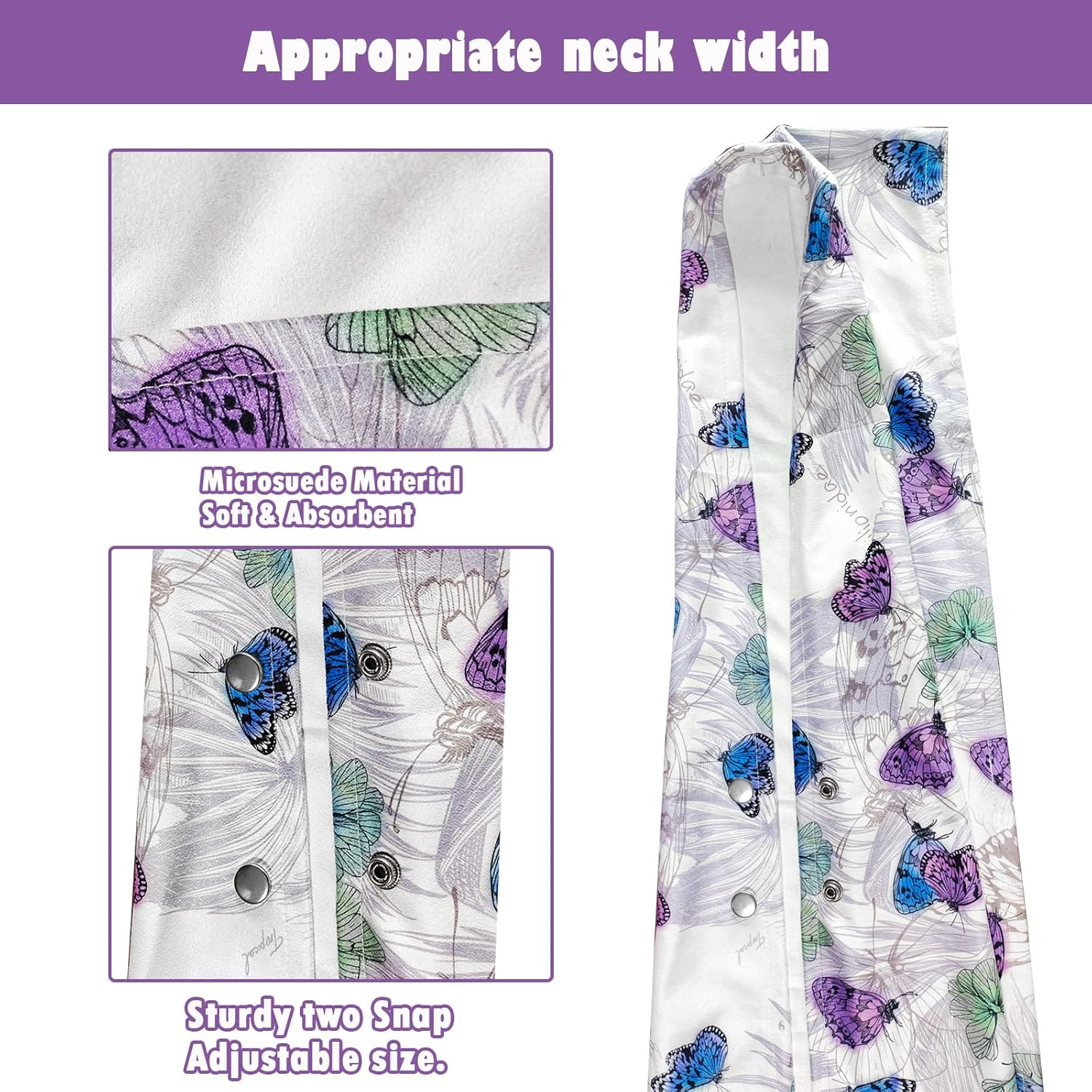 VOPHIA 2 Pack Women Bib Dining Scarf Washable Microsuede Food Clothing Protectors Floral Dining Mouth Towel Scarf image number 6