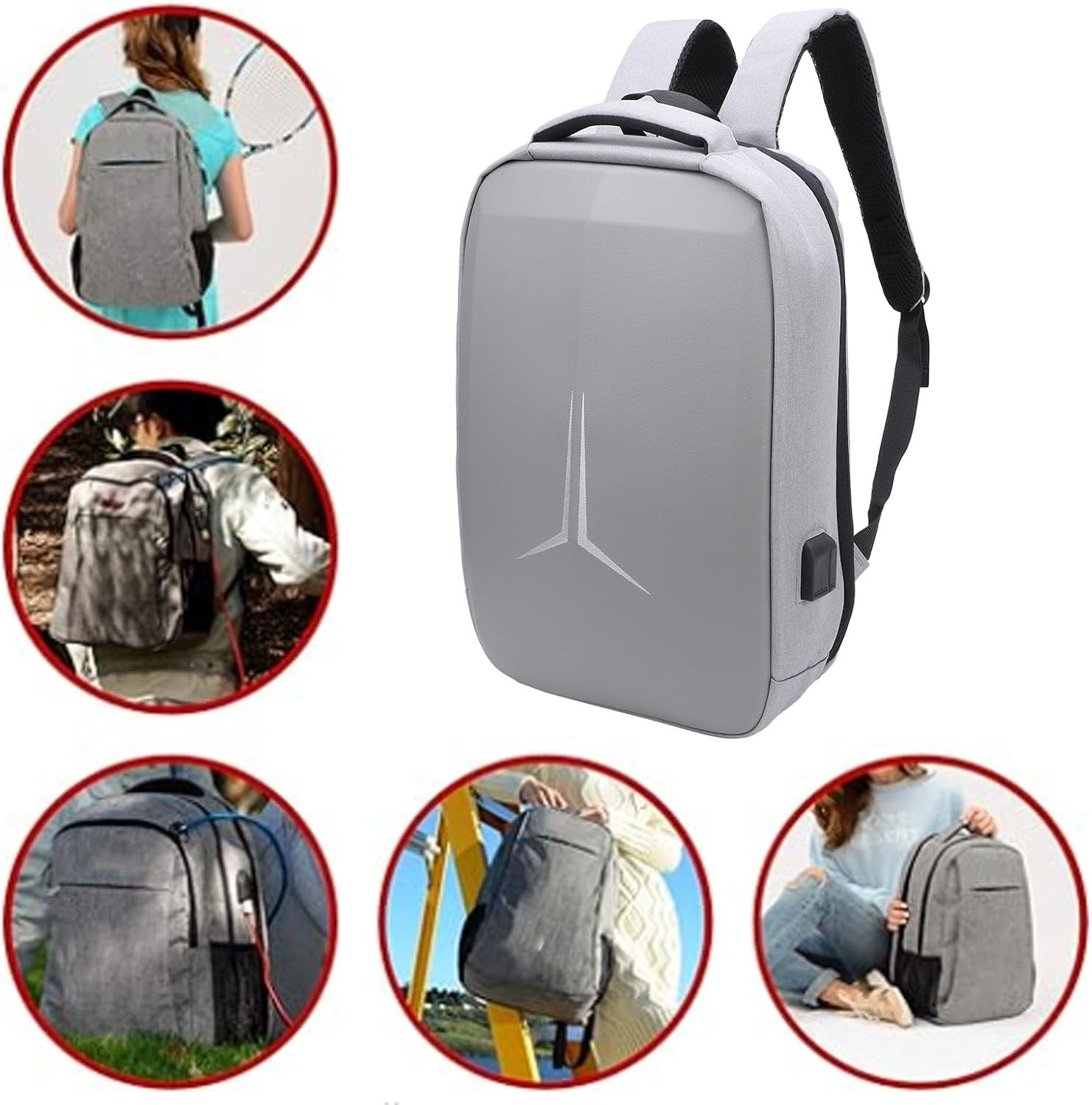 Satellite Dish Router Accessories Storage Bag, Mini Bag with Anti-Theft USB Charging Port, Breathable Laptop Backpack Water Resistant Travel Friendly image number 5