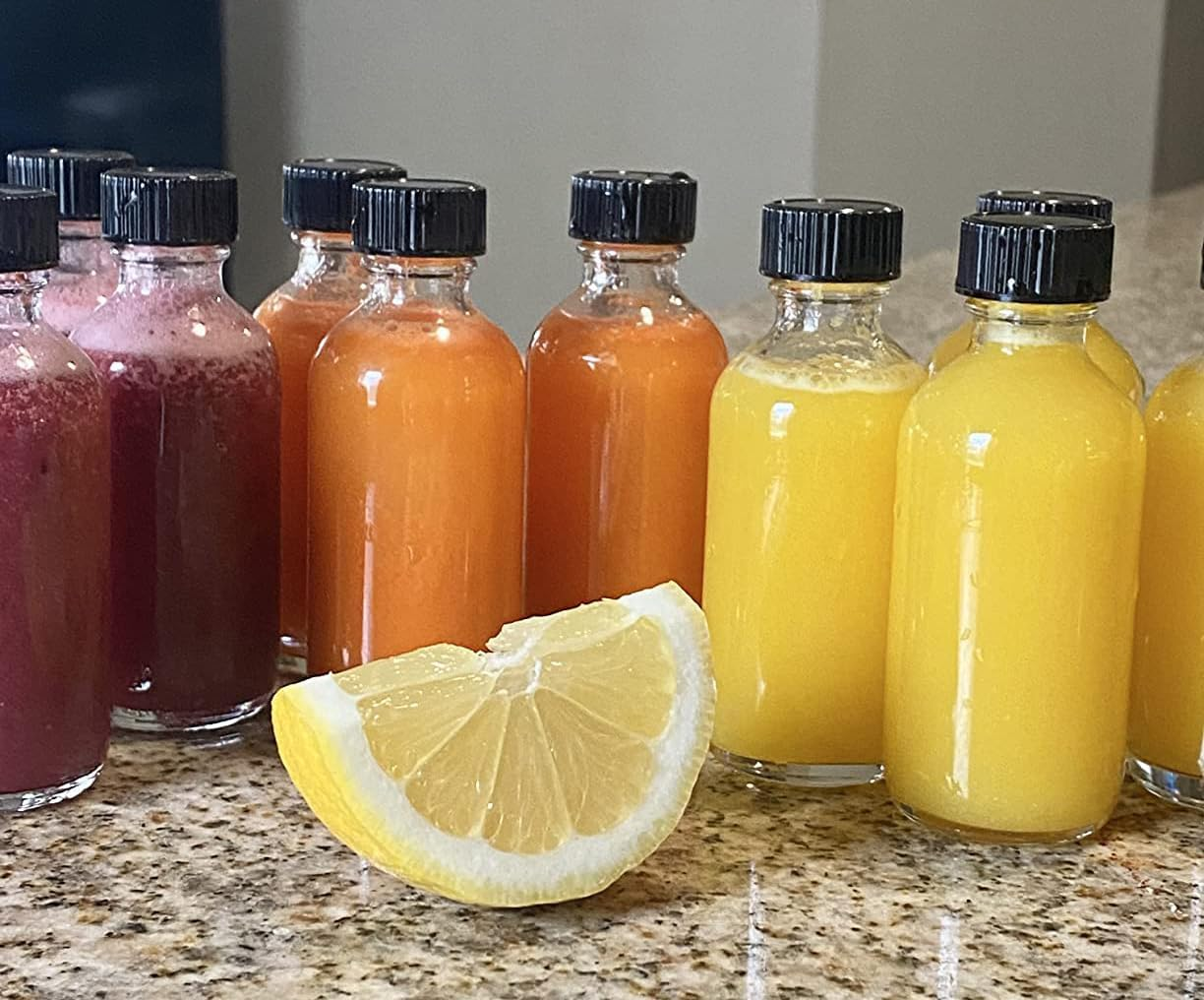 DIDITIME 6 Pack 2 Oz Juice Bottles with Lids & Stainless Steel Funnels, Wellness Ginger Shots Bottles, Mini Travel Bottles, 60Ml Small Jars with Lids for Potion, Ginger Shots, Oils, Juice image number 4