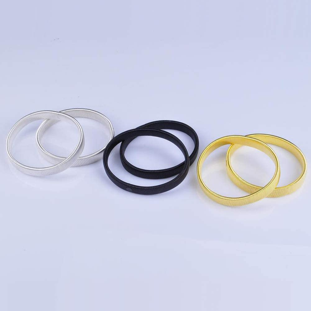 Lasenersm 6 Pieces (3 Pairs) Anti-Slip Shirt Sleeve Holders Arm Sleeve Garters Stretch Metal Armbands Arm Bands Elastic Armbands for Man Band Stretch Garters, Black Golden Silver image number 4