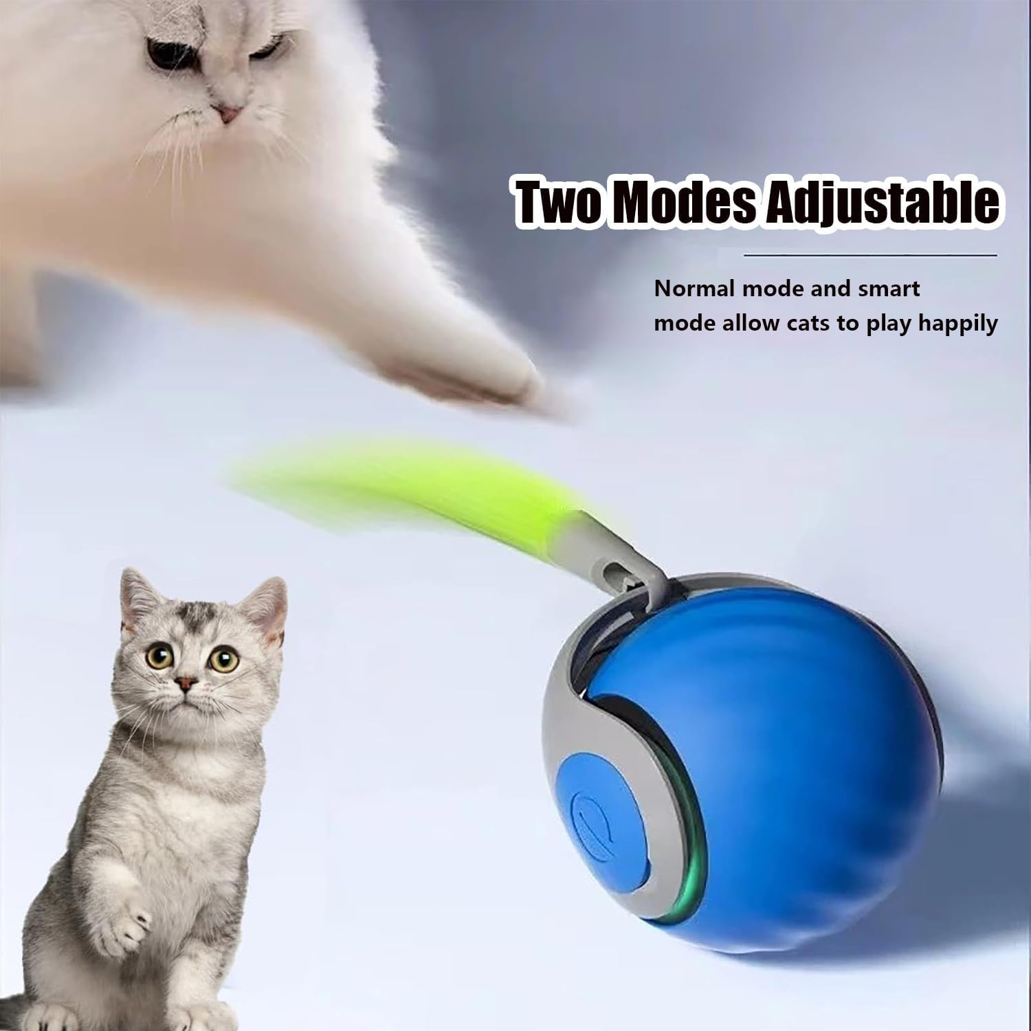 Speedy Tail Cat Toy, New Generation Interactive Cat Toy, Smart Interactive Cat Toy Ball, Speedy Tail 2.0, Two Speed Adjustment, Automatic Moving Cat Toy Ball with Tail, Mix, Orange+Blue image number 2