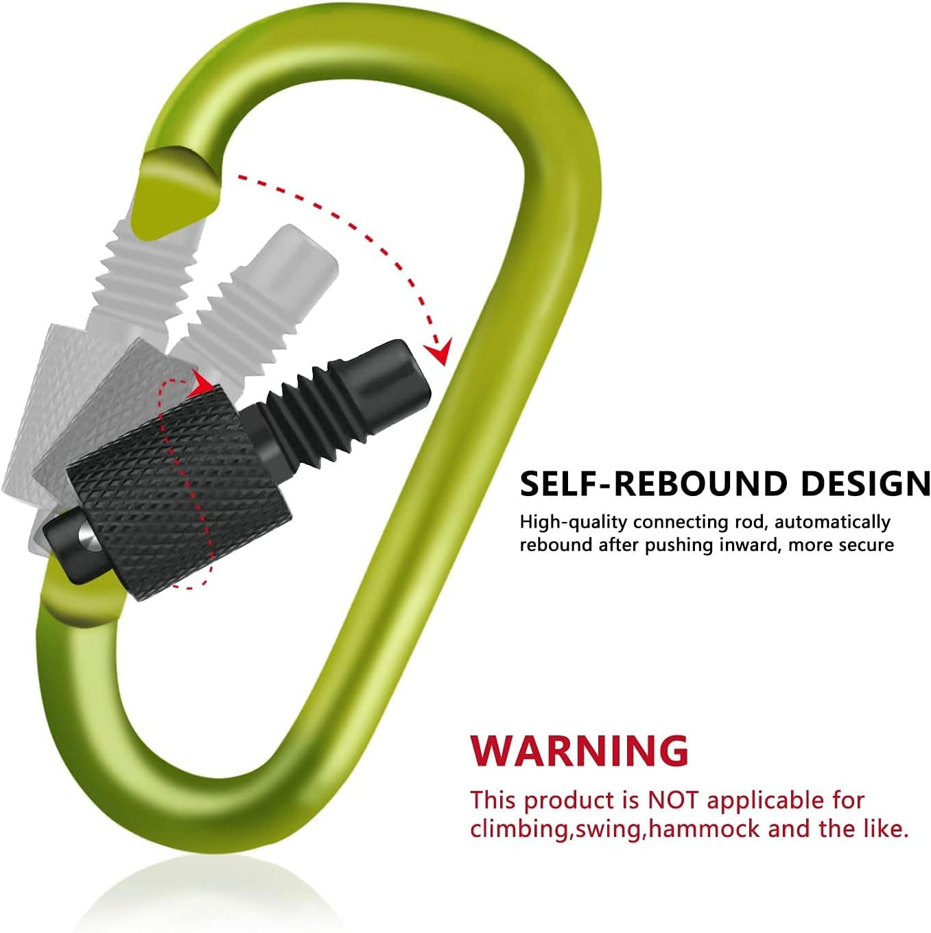 Softcutelee Aluminum Alloy Carabiner Heavy Duty D Ring Clip Hook Locking Carabiner D Shape Keychain Camping Accessories for Outdoor, Fishing, Hiking, Traveling, Fishing, Backpack image number 3