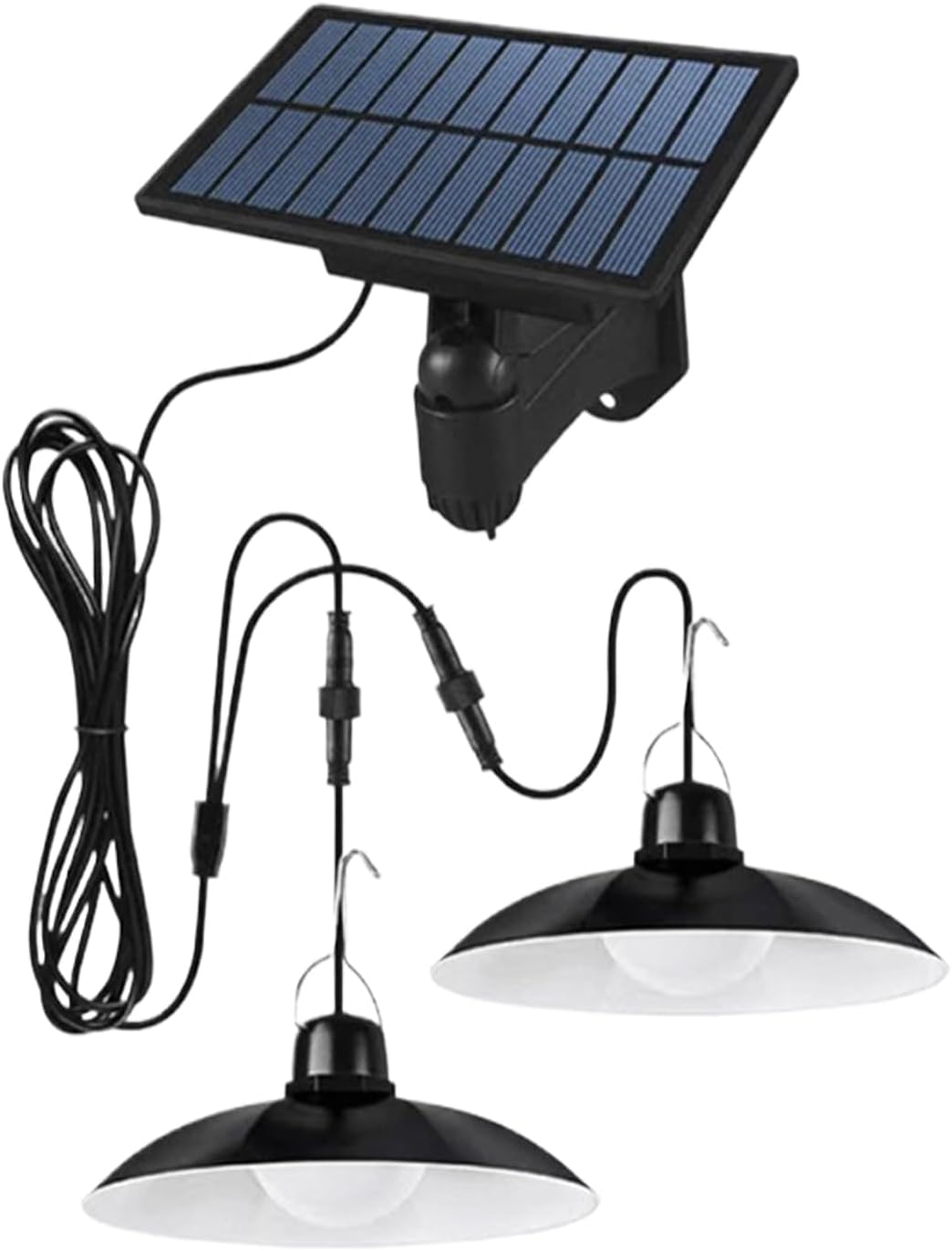 Solar Shed Light, Solar Pendant Lights Outdoor Indoor Garden Lamp, 2 Heads Porch Light, Hanging Chandelier Lights for Home, Barn, Garage, Gazebo Accessories and Decor